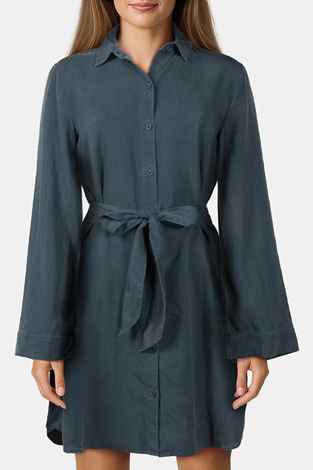 MINI SHIRT DRESS WITH SMOCKED BACK JADE NIGHT 1