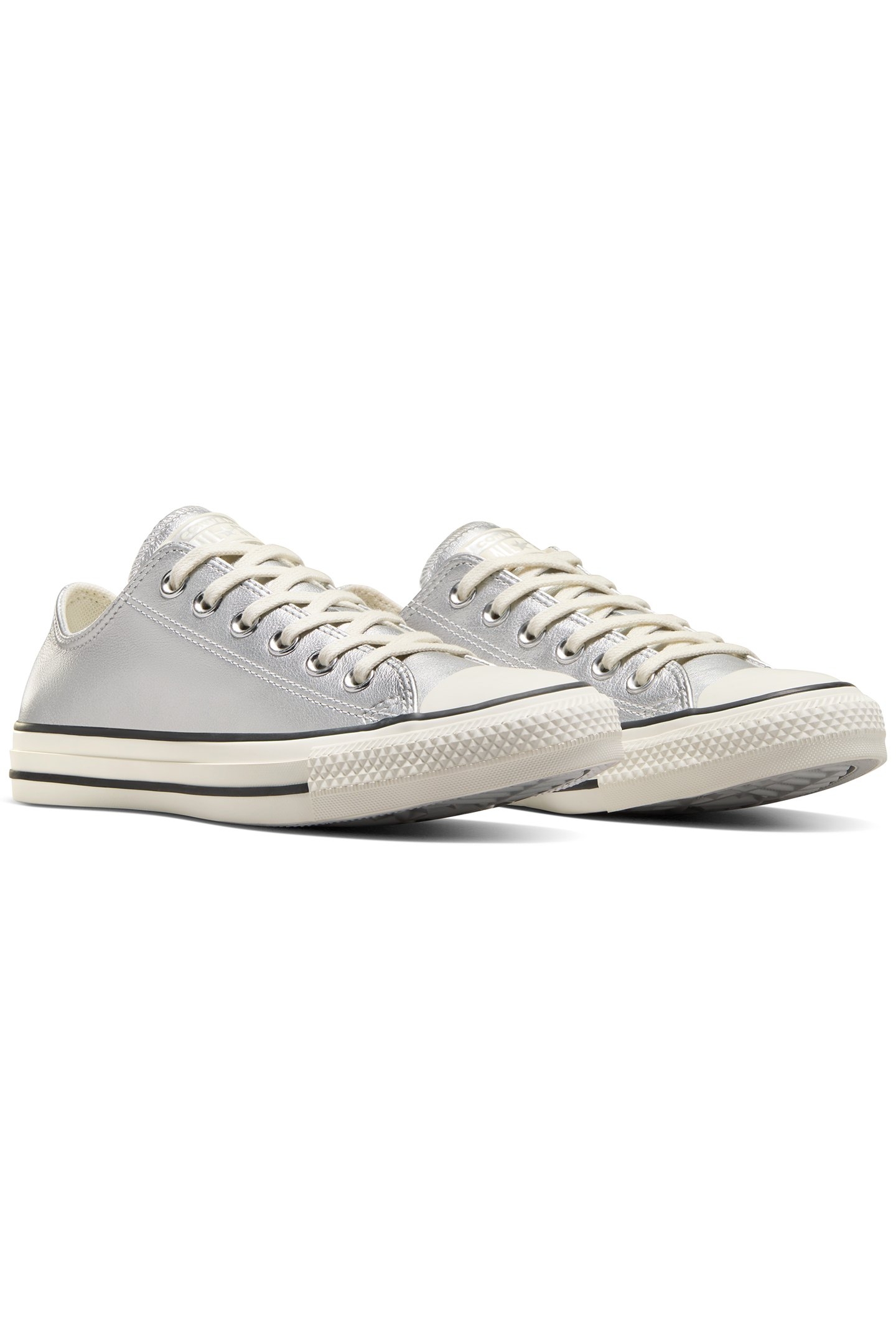 CHUCK TAYLOR ALL STAR METALLIC LEATHER SILVER/EGRET/BLACK 2
