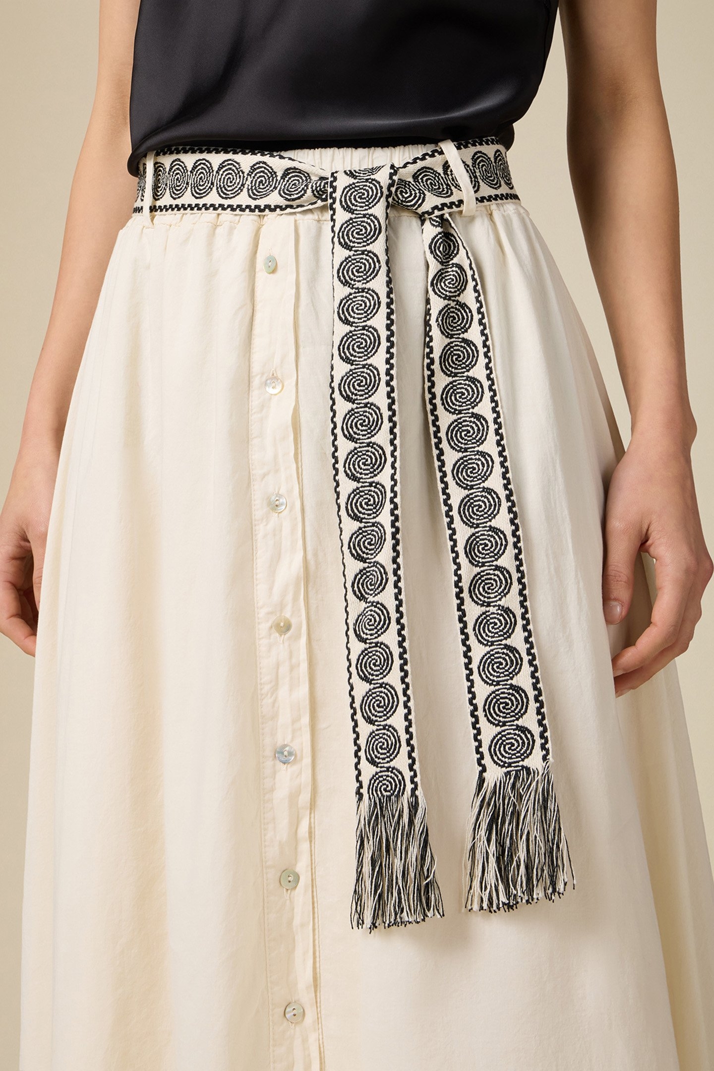 LONG SKIRT WITH BUTTONS AND SASH WHITE 5