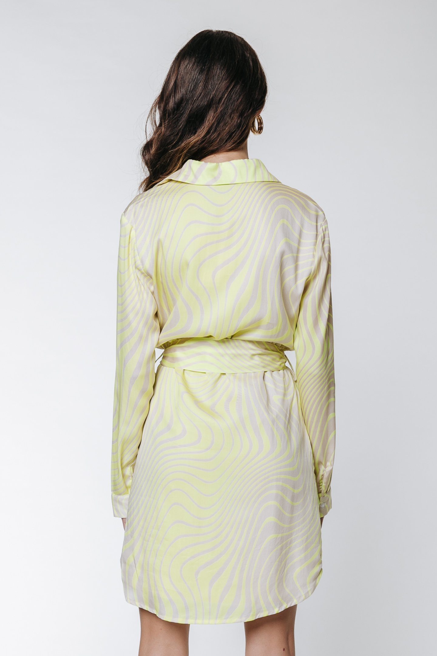 TORI LIQUID MINI SHIRT DRESS LIME 2