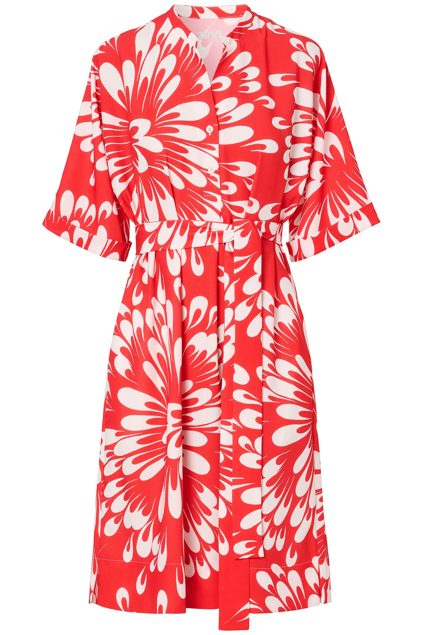 PRINTED SHIFT DRESS FIERY RED 3