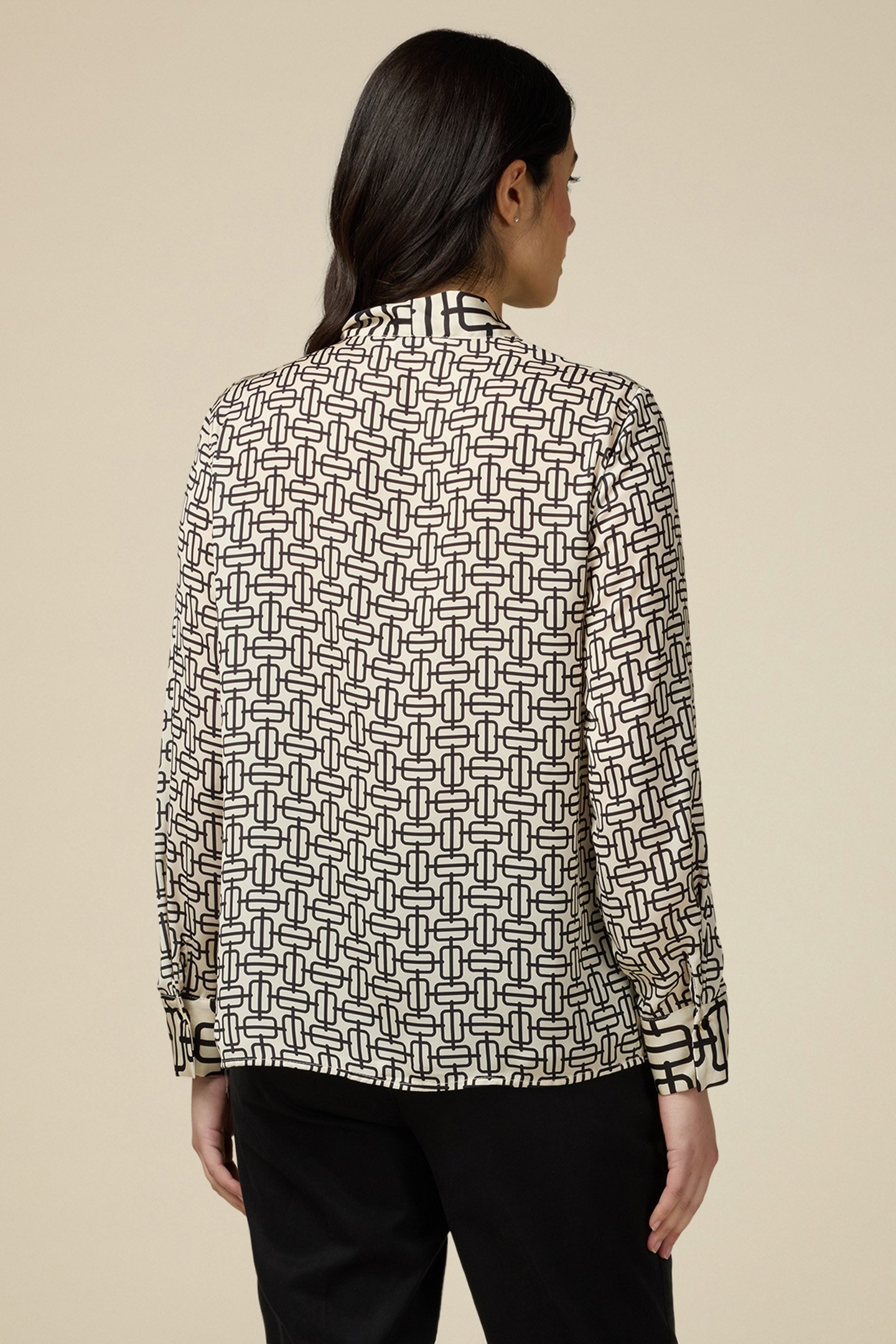 OPTICAL SATIN SHIRT WITH BOW WHITE 2