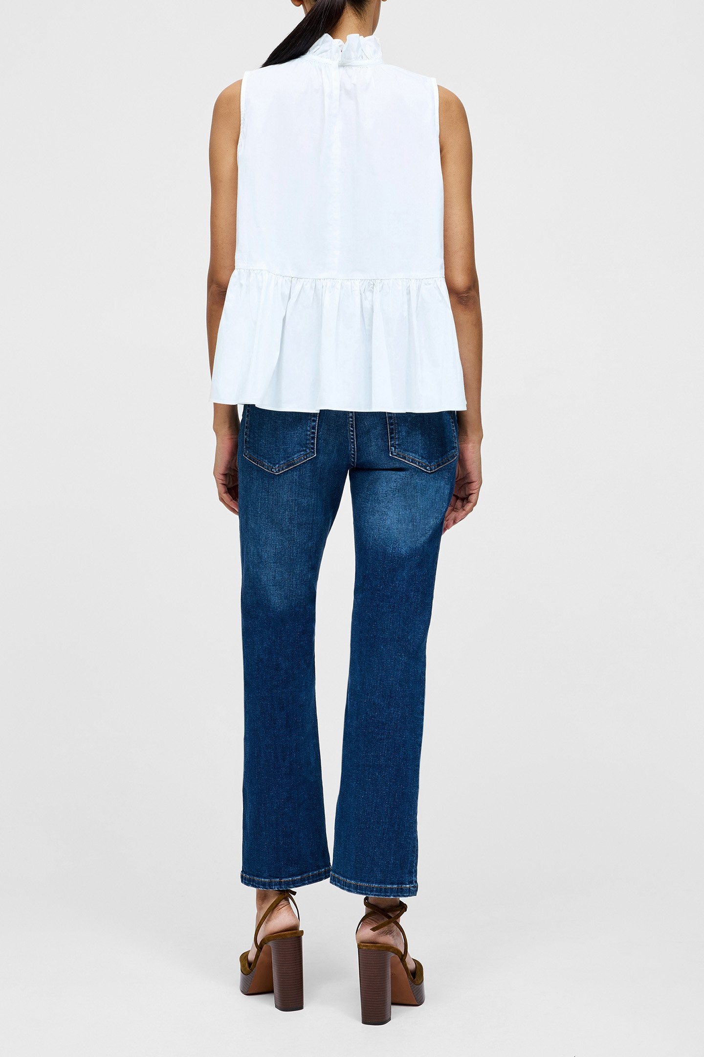 HIGH NECK SLEEVELESS POPLIN TOP LINEN WHITE 3