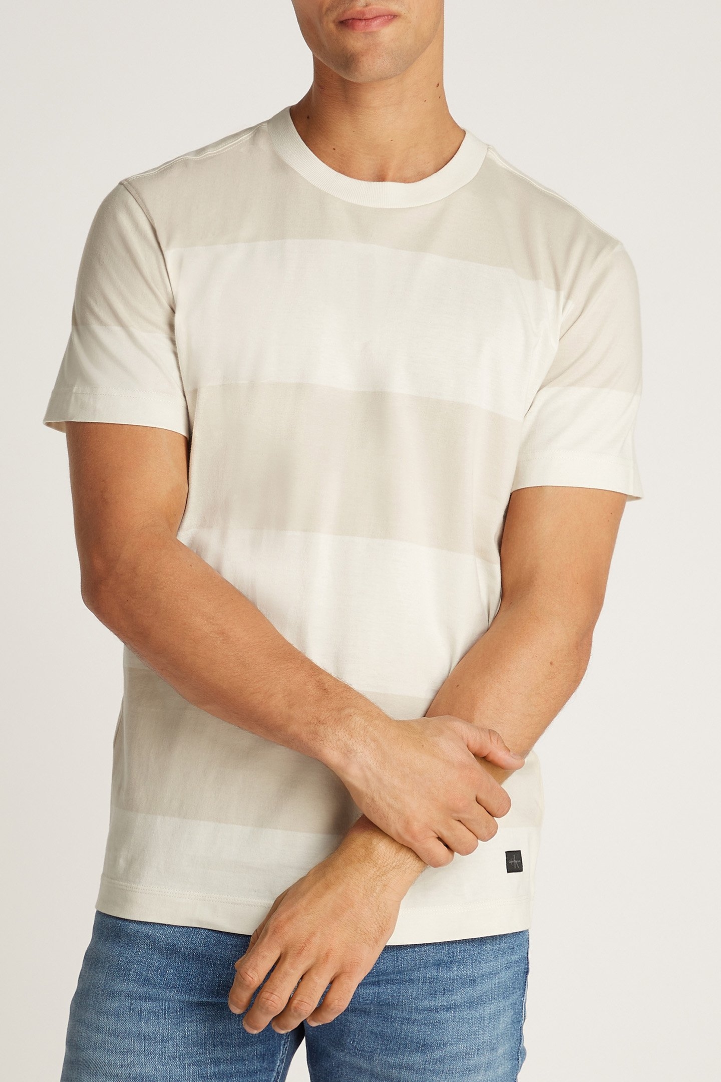 WOVEN LABEL REGULAR T-SHIRT MOONBEAM/IVORY 1
