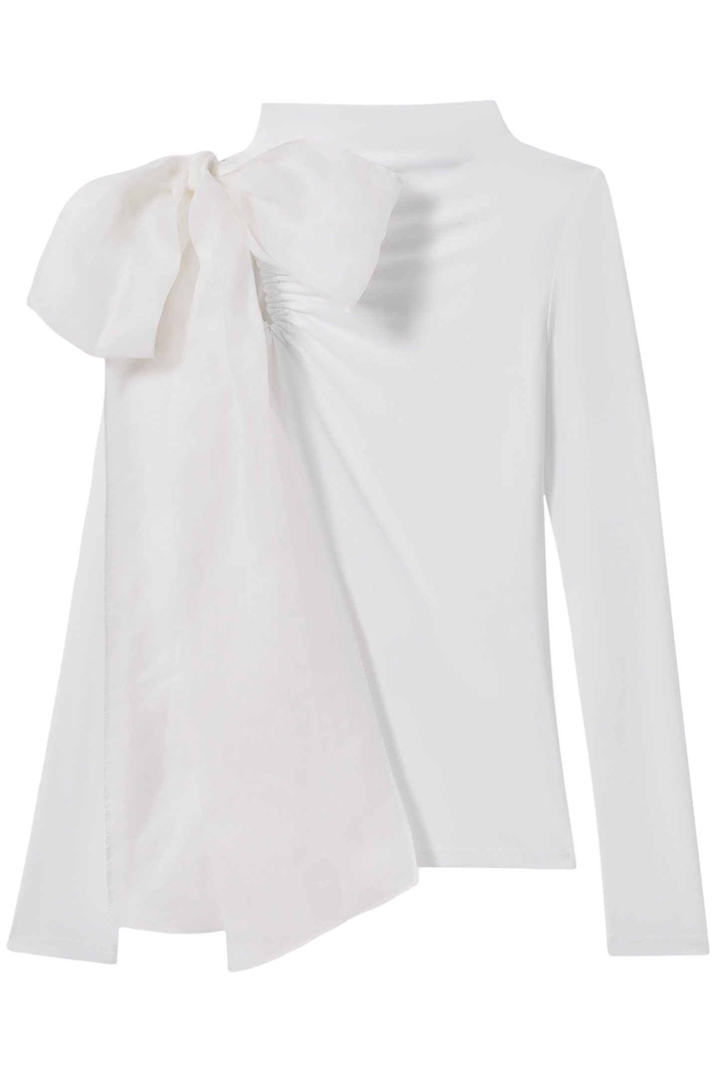 JERSEY MIX BOW NECK WHITE 4