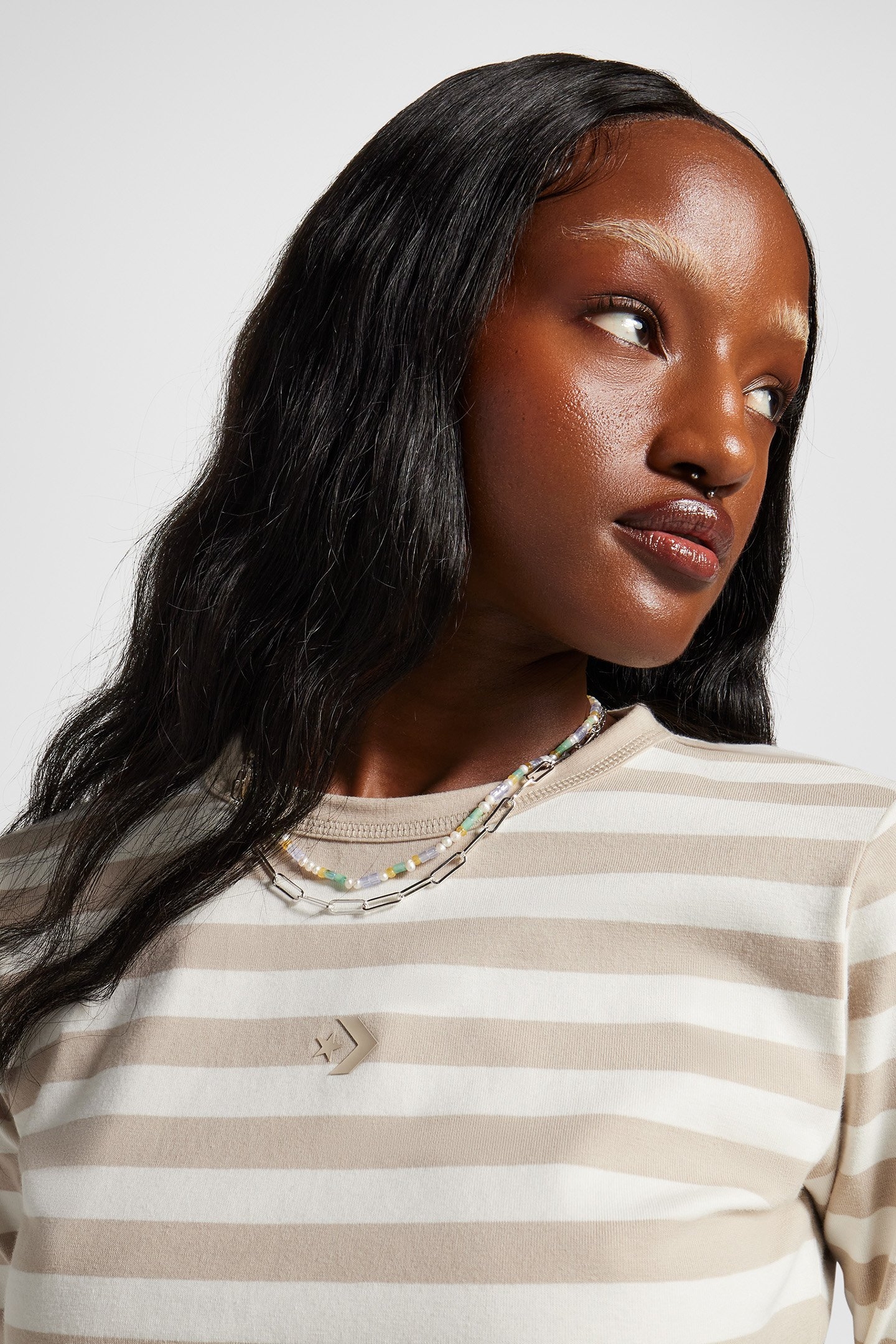 CHEVRON BABY TEE STRIPES LS CONVERSE EGRET 3