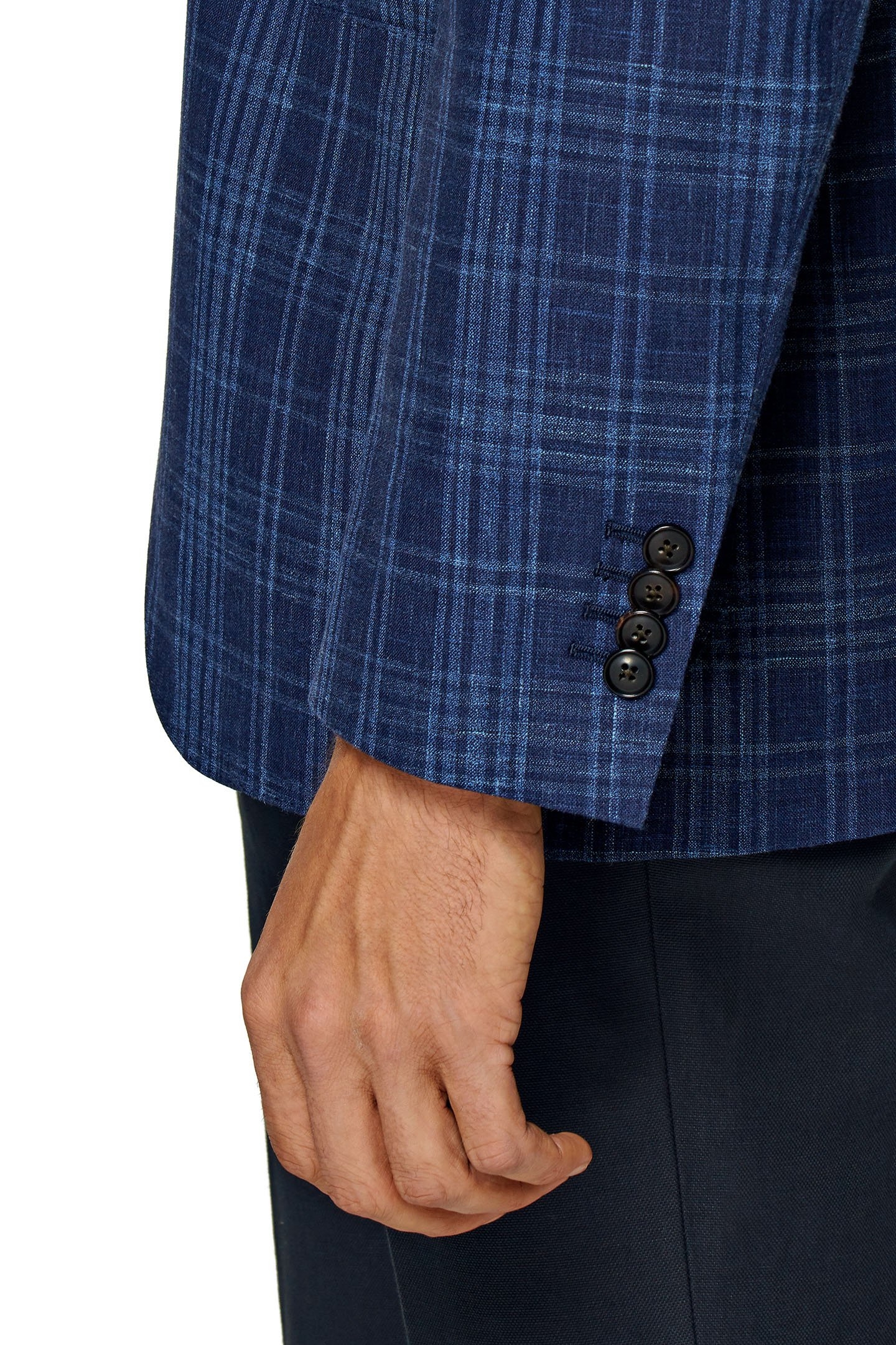 MID BLUE CHECKED TAILORED FIT HAVANA BLAZER MID BLUE 6