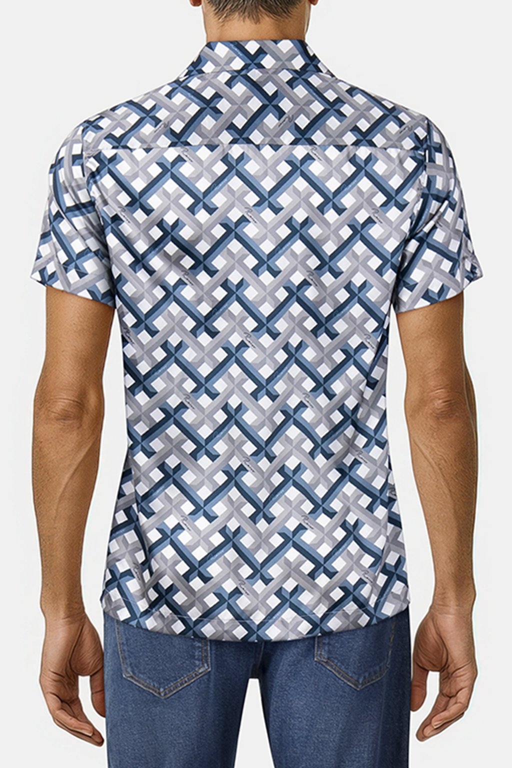 PRINTED CUBAN COLLAR SHIRT BLUE 2