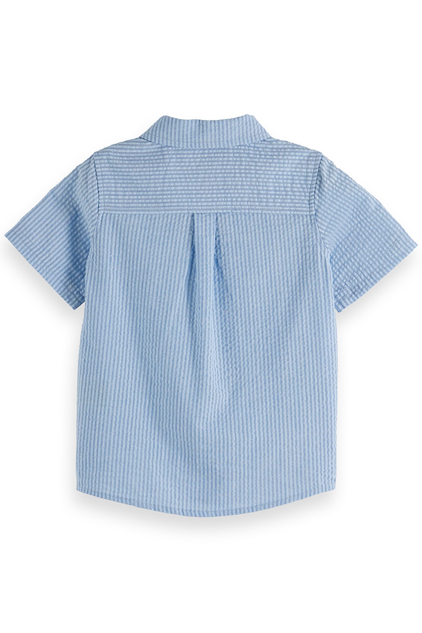 2PC BOYS SS YARN DYE SEERSUCKER SHIRT & SHORT SET BLUE/GREY 2