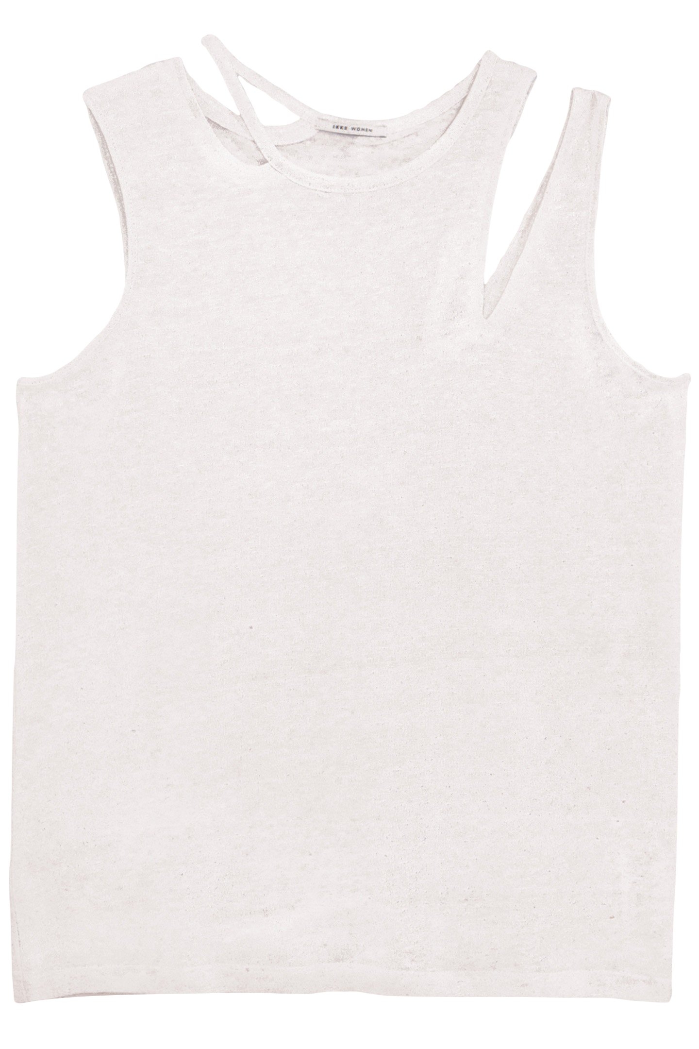 WHITE ASYMMETRICAL IRIDESCENT LINEN KNIT TEE-SHIRT 3