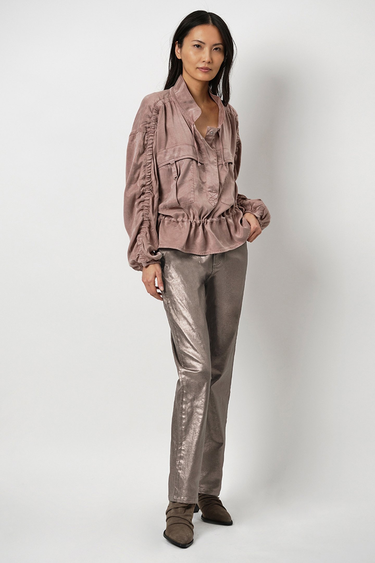 BELLA METALLIC DENIM PANTS REDWOOD CLAY 1