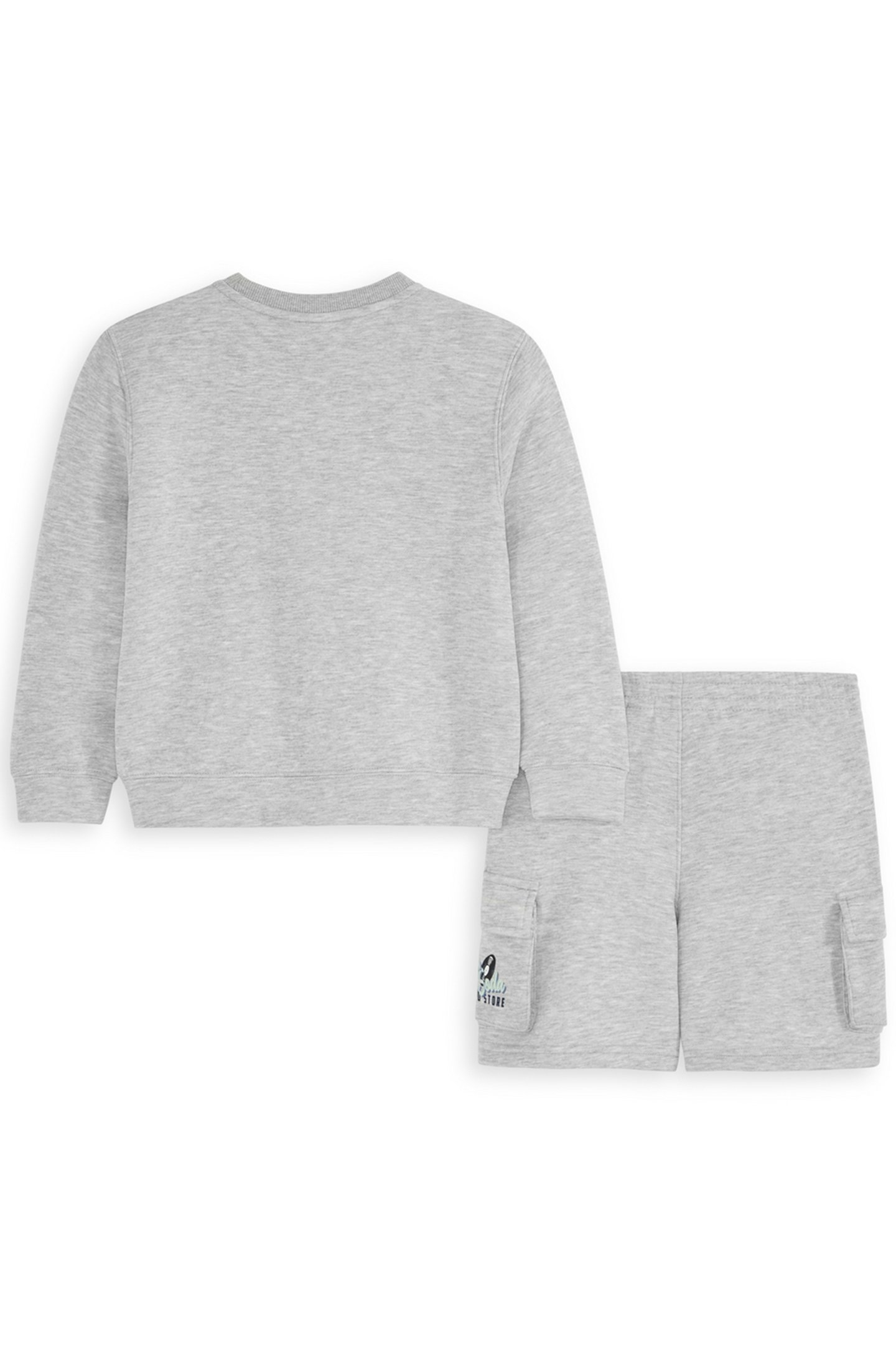 2PC BOYS FLEECE CREWNECK & SHORT SET LIGHT GREY 2
