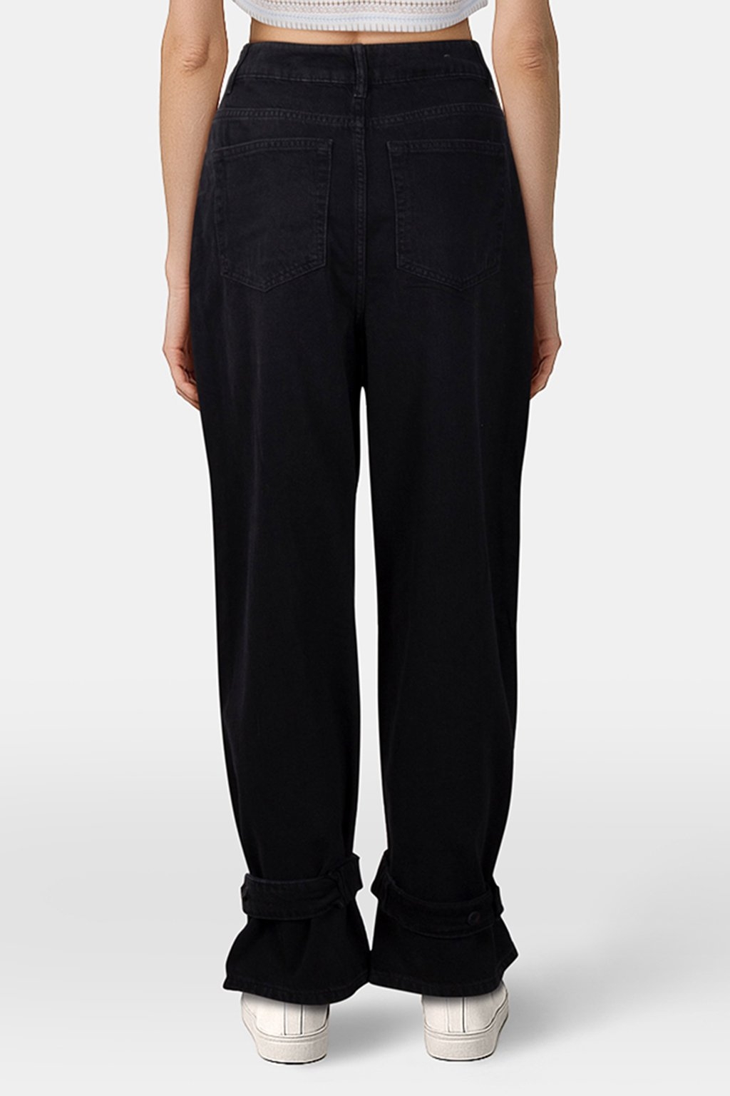 TARA ANKLE TIE JEAN WASHED BLACK 2