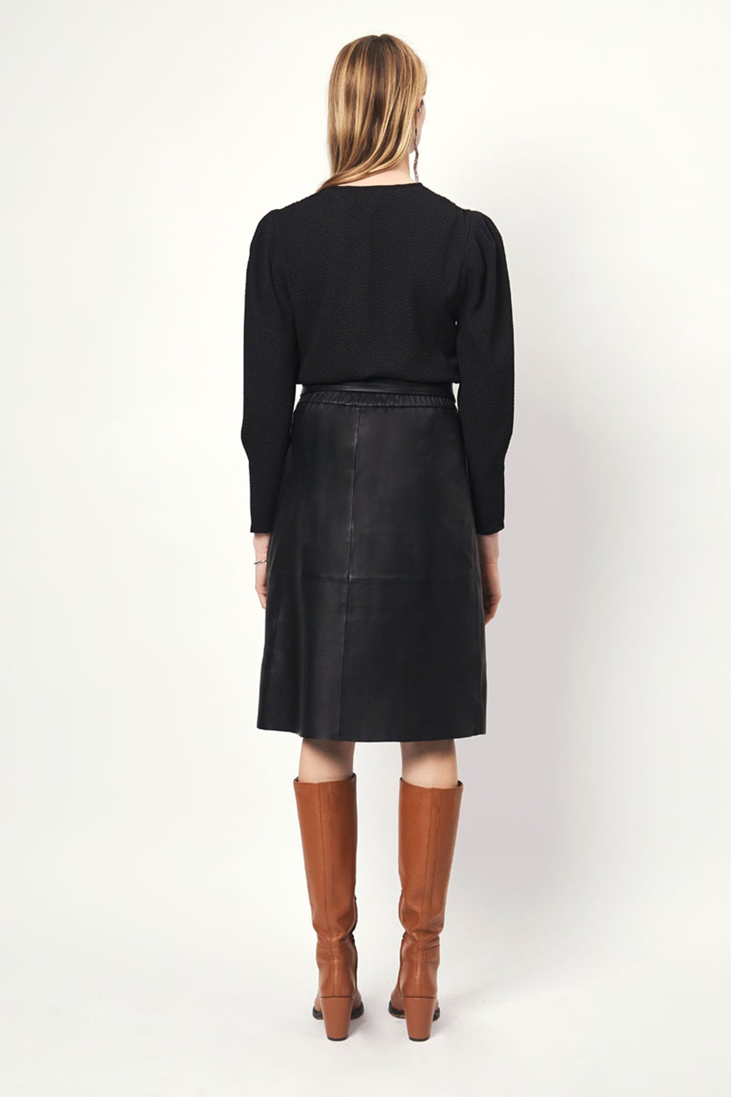 NOORA LEATHER SKIRT RAVEN 2