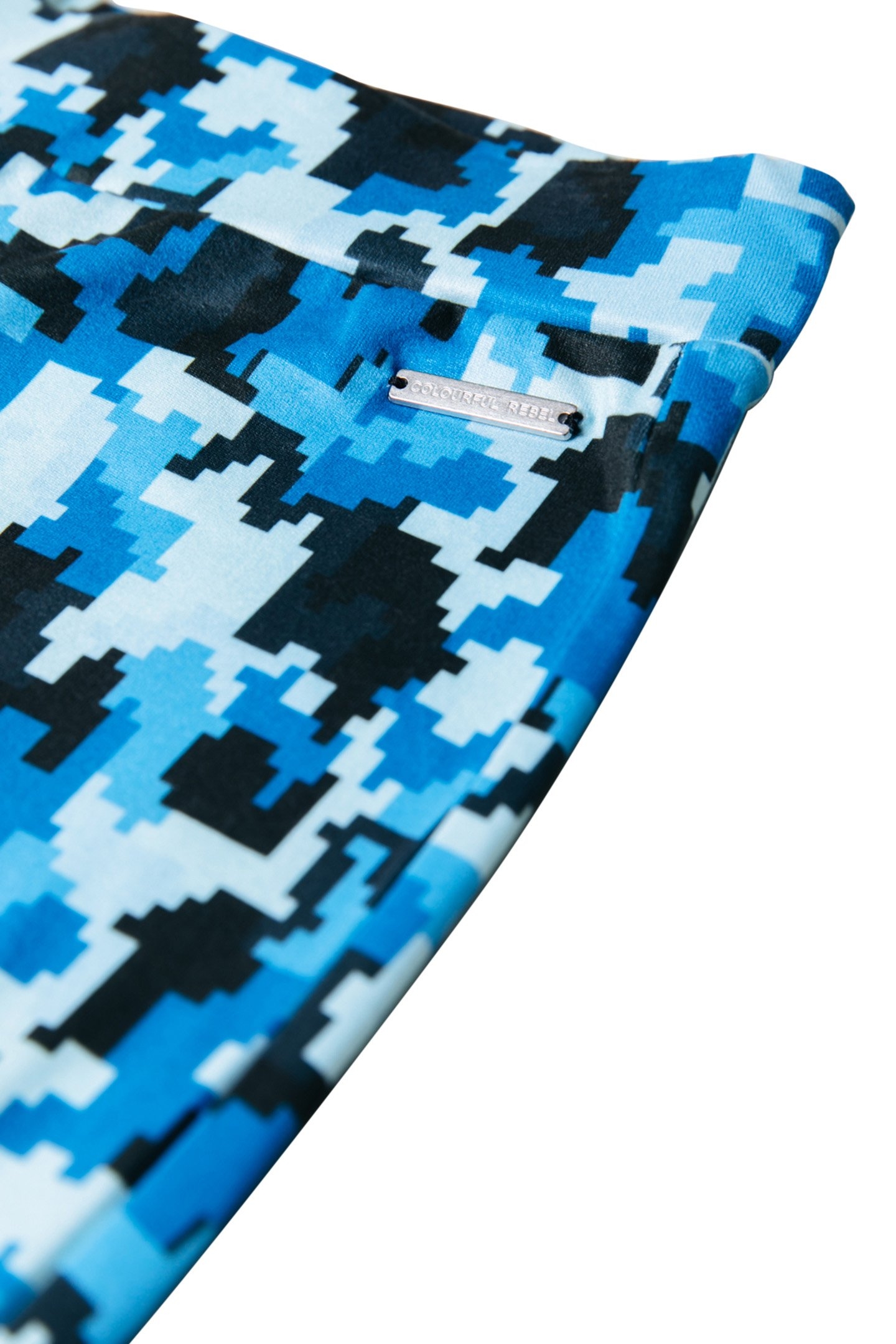 ABSTRACT PIXEL PEACHED EXTRA FLARE PANTS CYAN BLUE 3