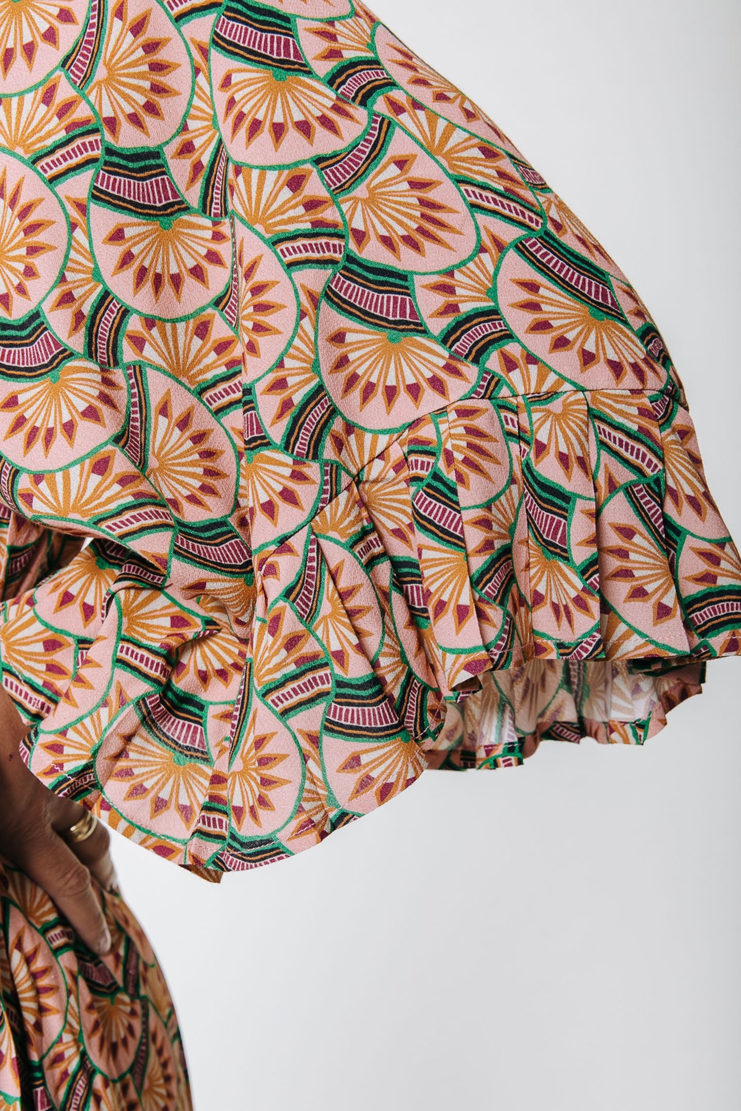 ALICE GRAPHIC FAN MAXI WRAP DRESS OLD PINK 3