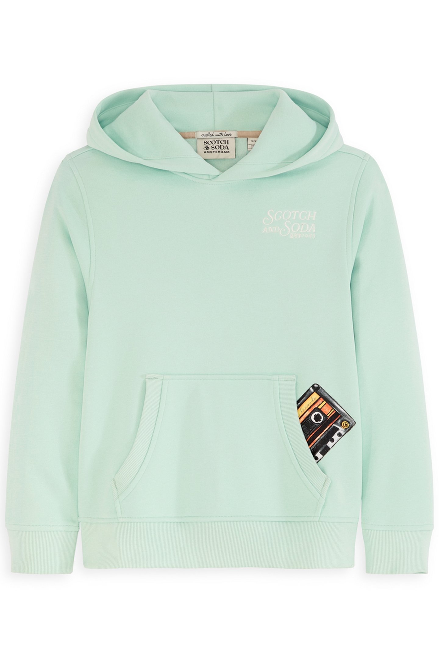 BOYS GRAPHIC FLEECE HOODIE LIGHT PASTEL GREEN 1