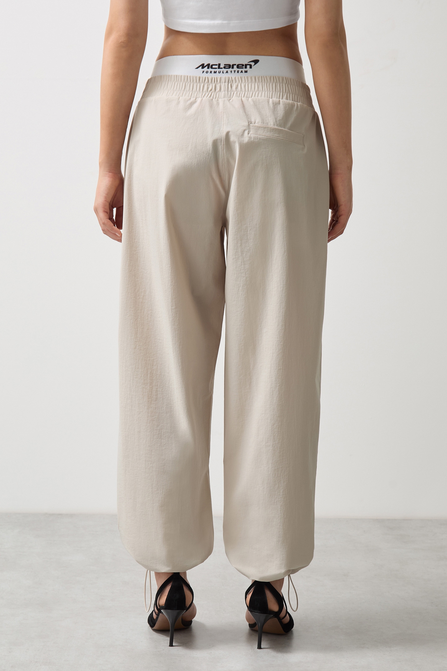 COLETTE TECHNICAL BOXER SHORT WAISTBAND TROUSER STONE 2