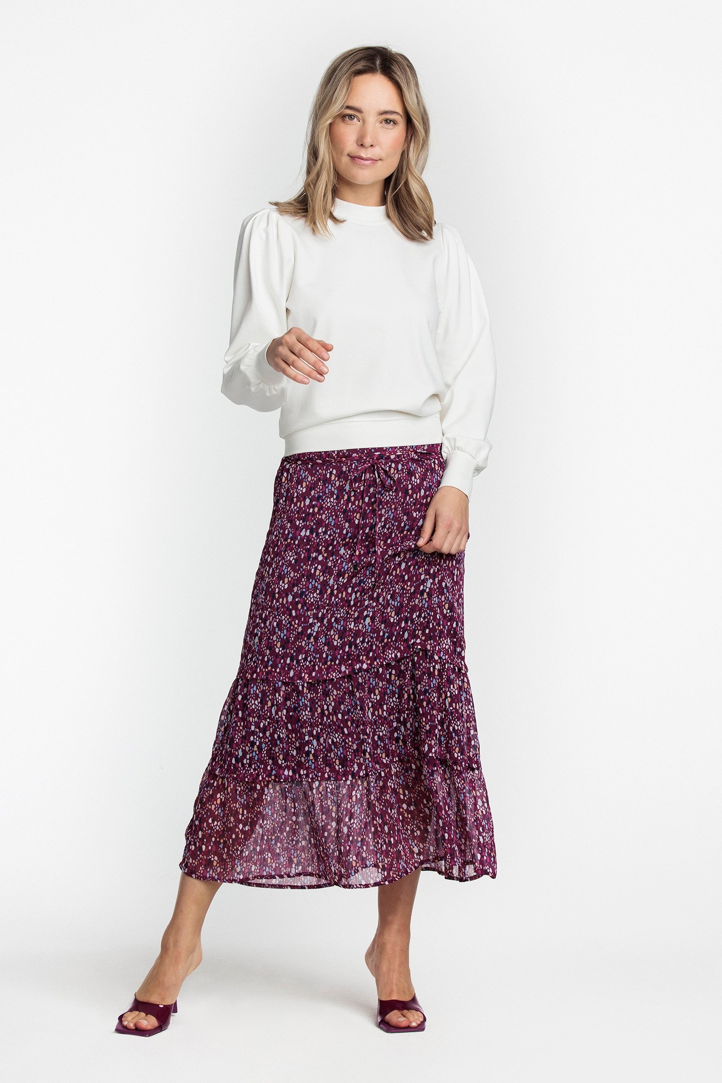 SKIRT COLORFUL DOTS PRINT REDS 1