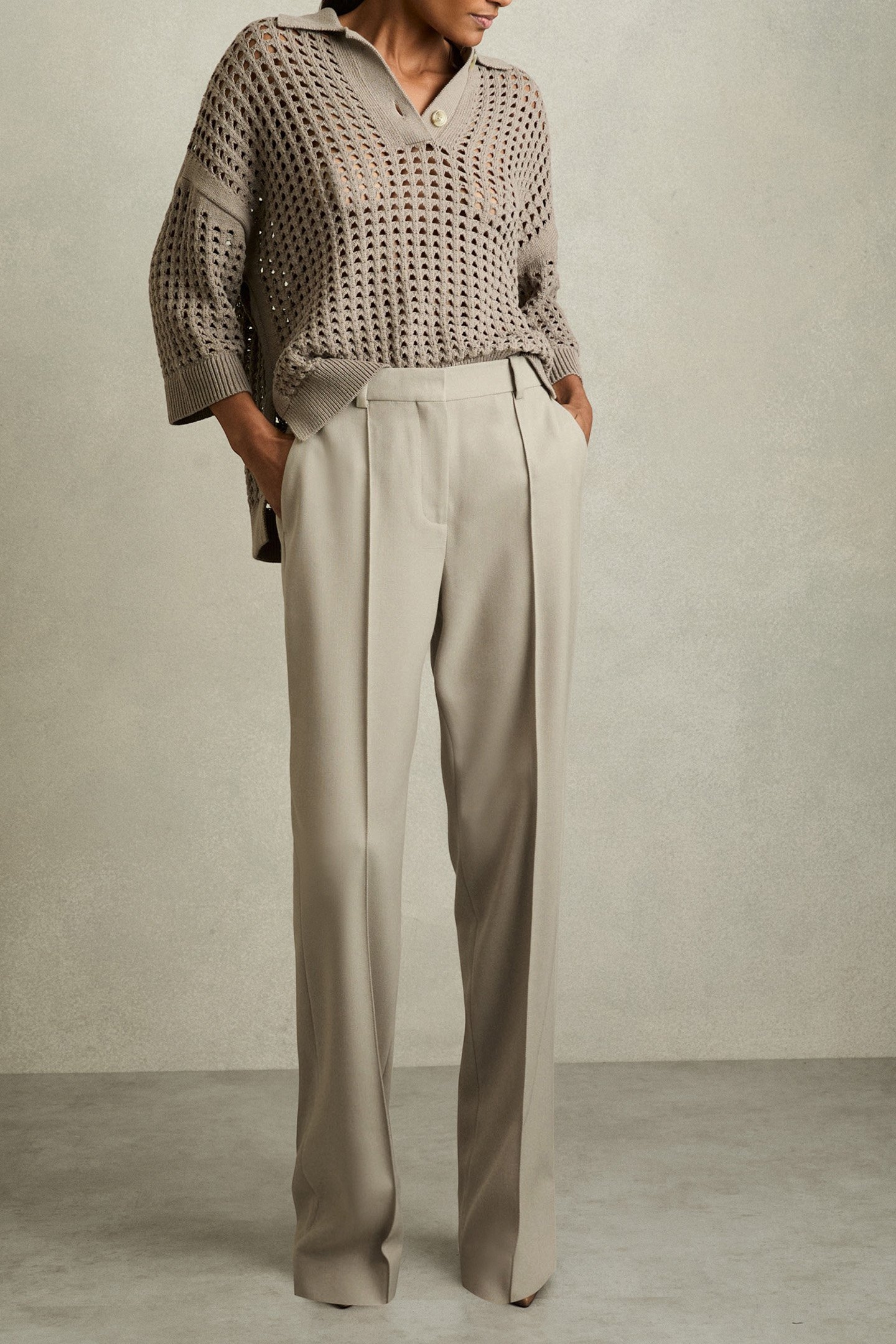 BRITTANY TEXTURED STRAIGHT LEG TROUSER NEUTRAL 3