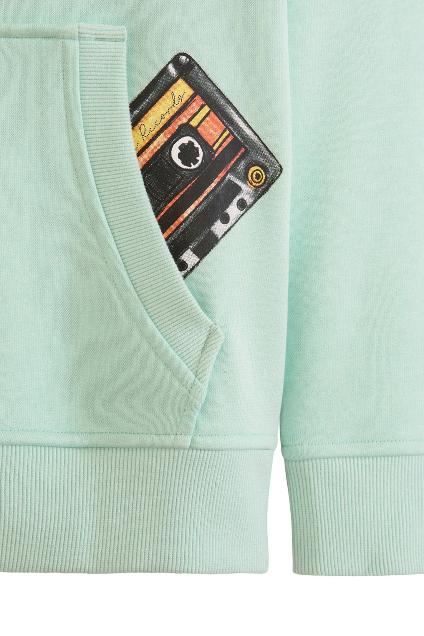 BOYS GRAPHIC FLEECE HOODIE LIGHT PASTEL GREEN 3