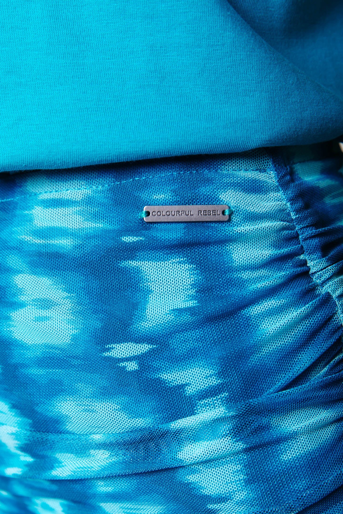 TAYLEE TIE DYE MESH GATHERED SKIRT LIGHT TURQUOISE 3