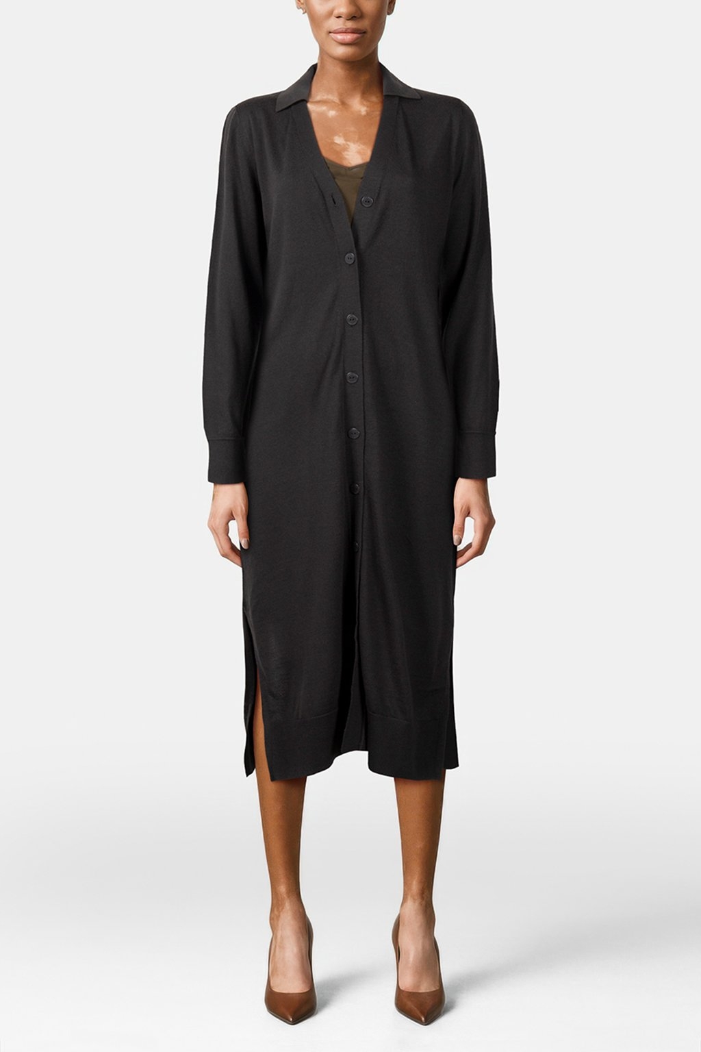 ADINA DRESS DARK KHAKI GREEN 1