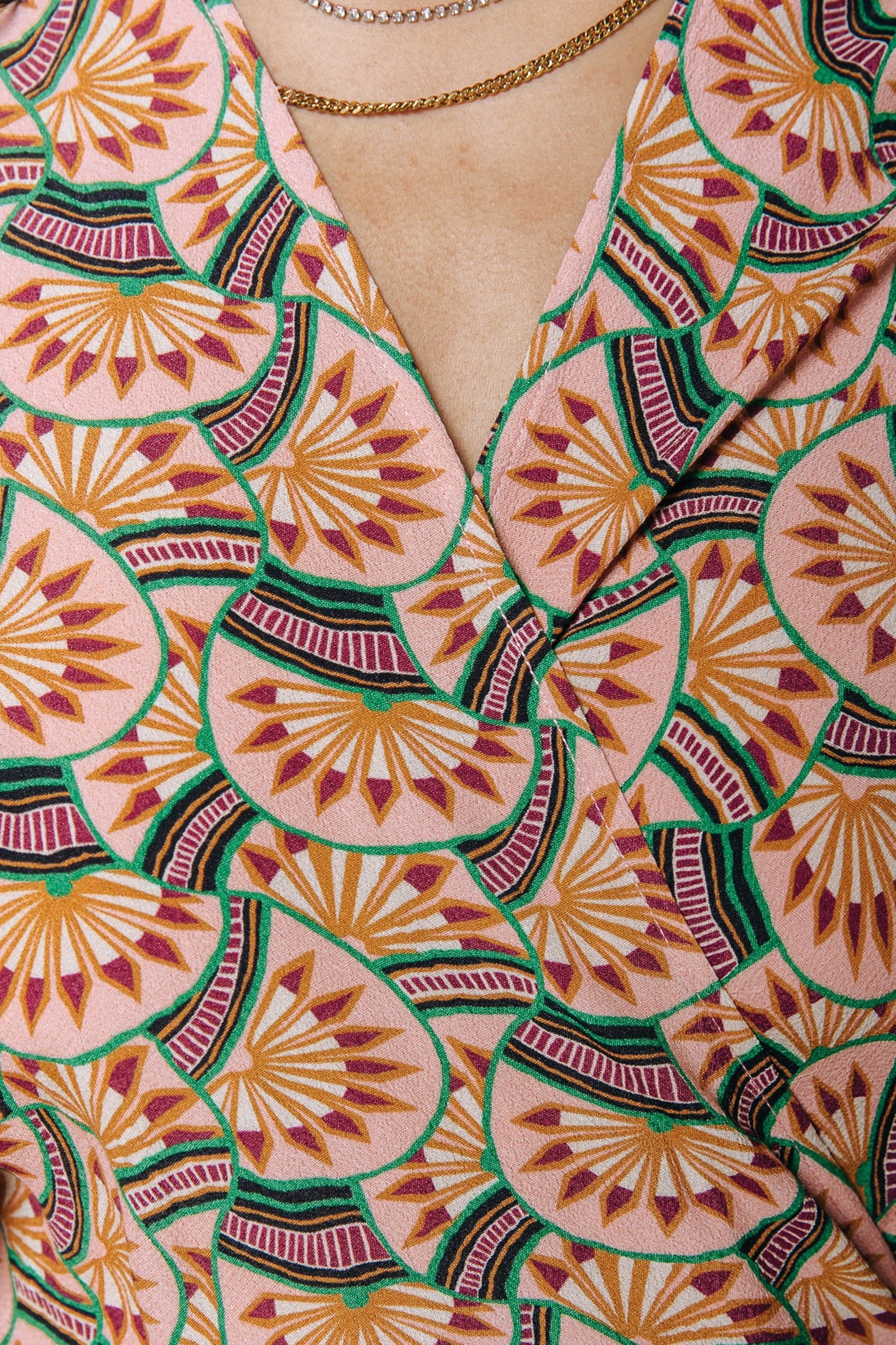 ALICE GRAPHIC FAN MAXI WRAP DRESS VINTAGE PINK 5