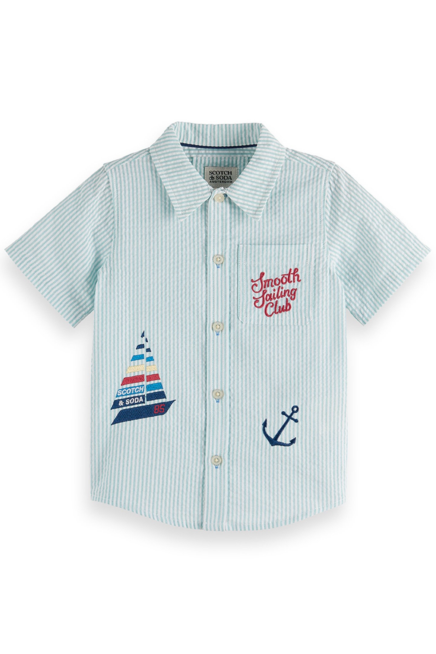 2PC BOYS SS YARN DYE SEERSUCKER SHIRT & SHORT SET BLEACHED A 1