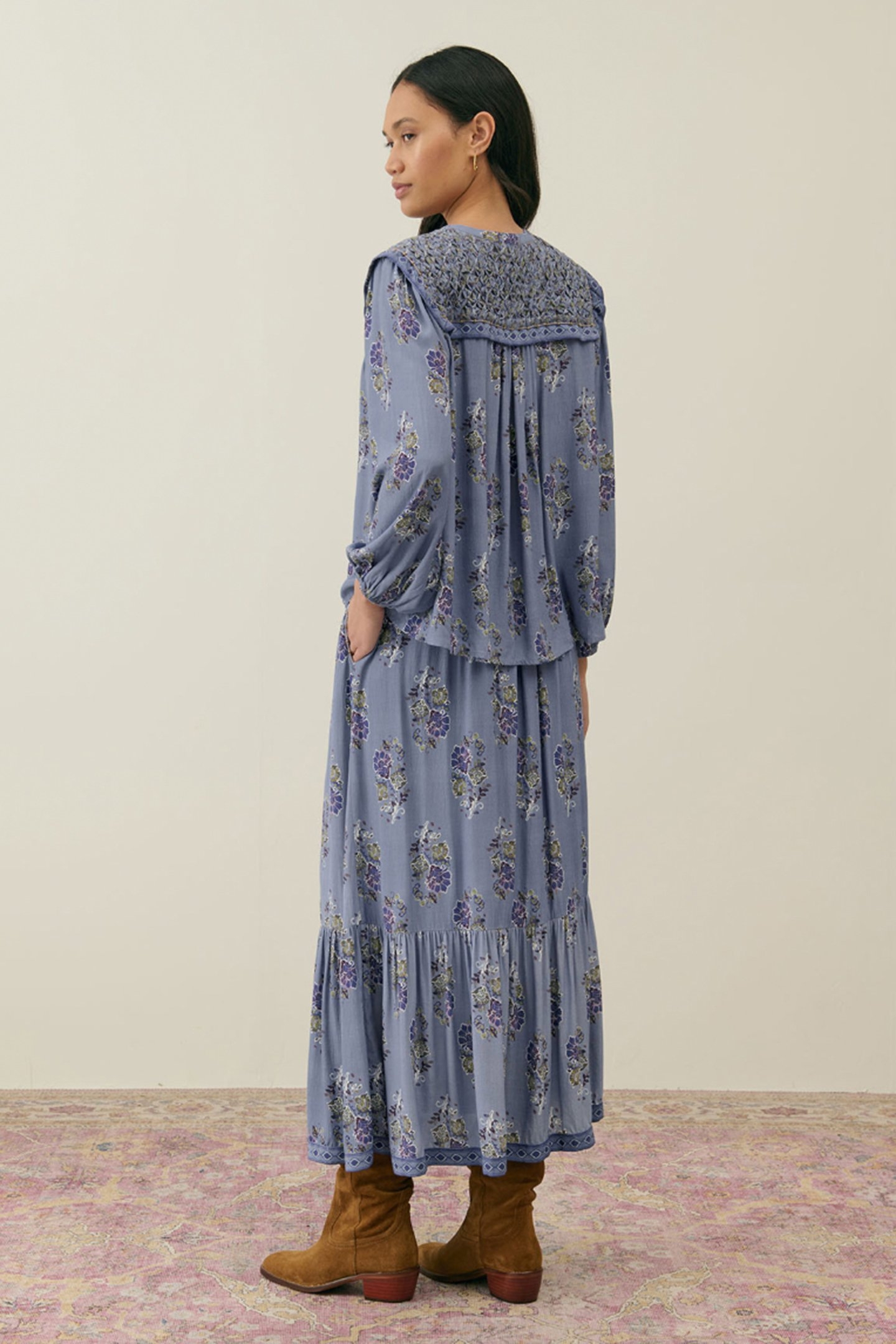 BLOUSE BONNIE CLOUDY BLUE BOUQUETS 2