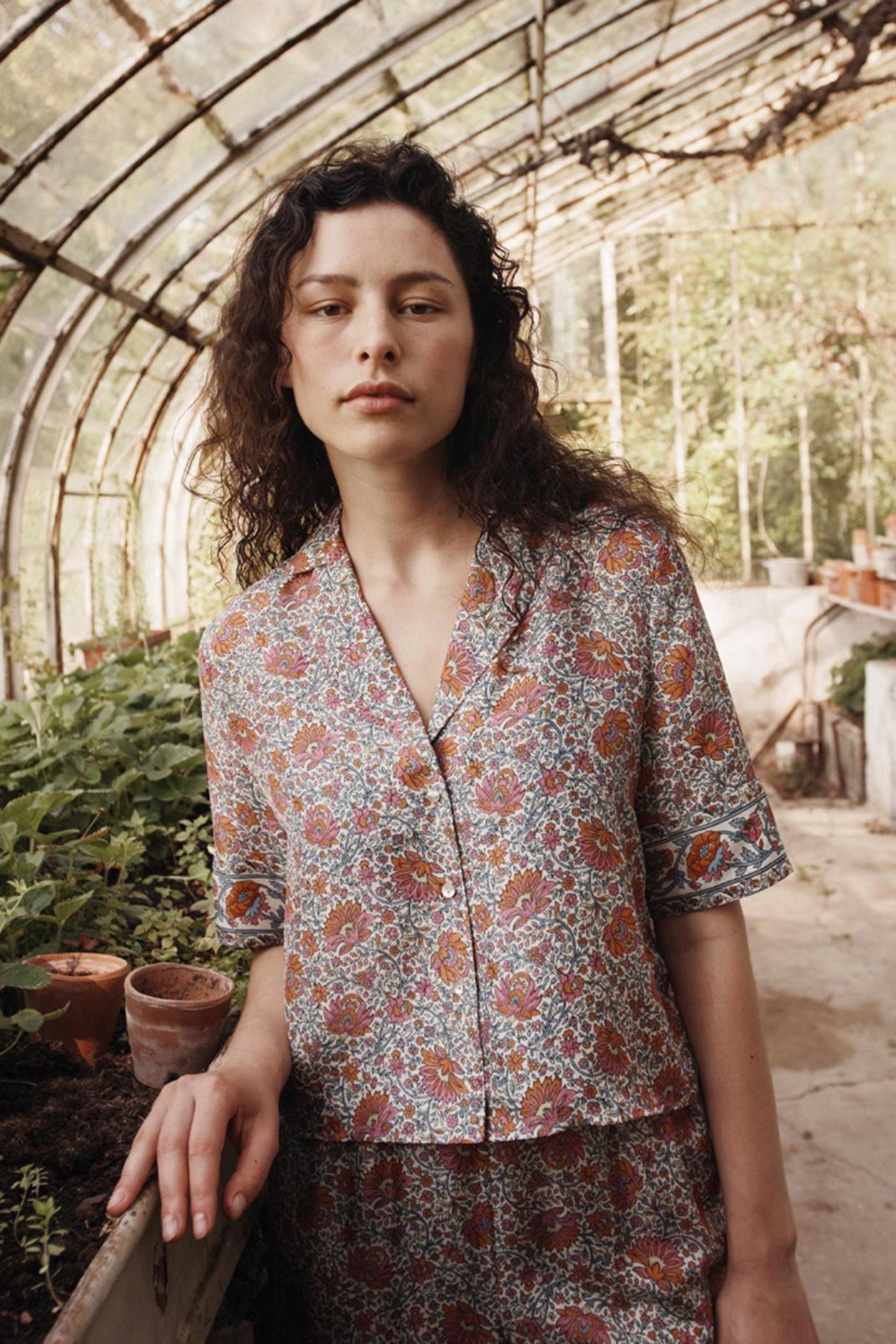 PAJAMAS TOP LOULOU IVORY WINTER GARDEN 4