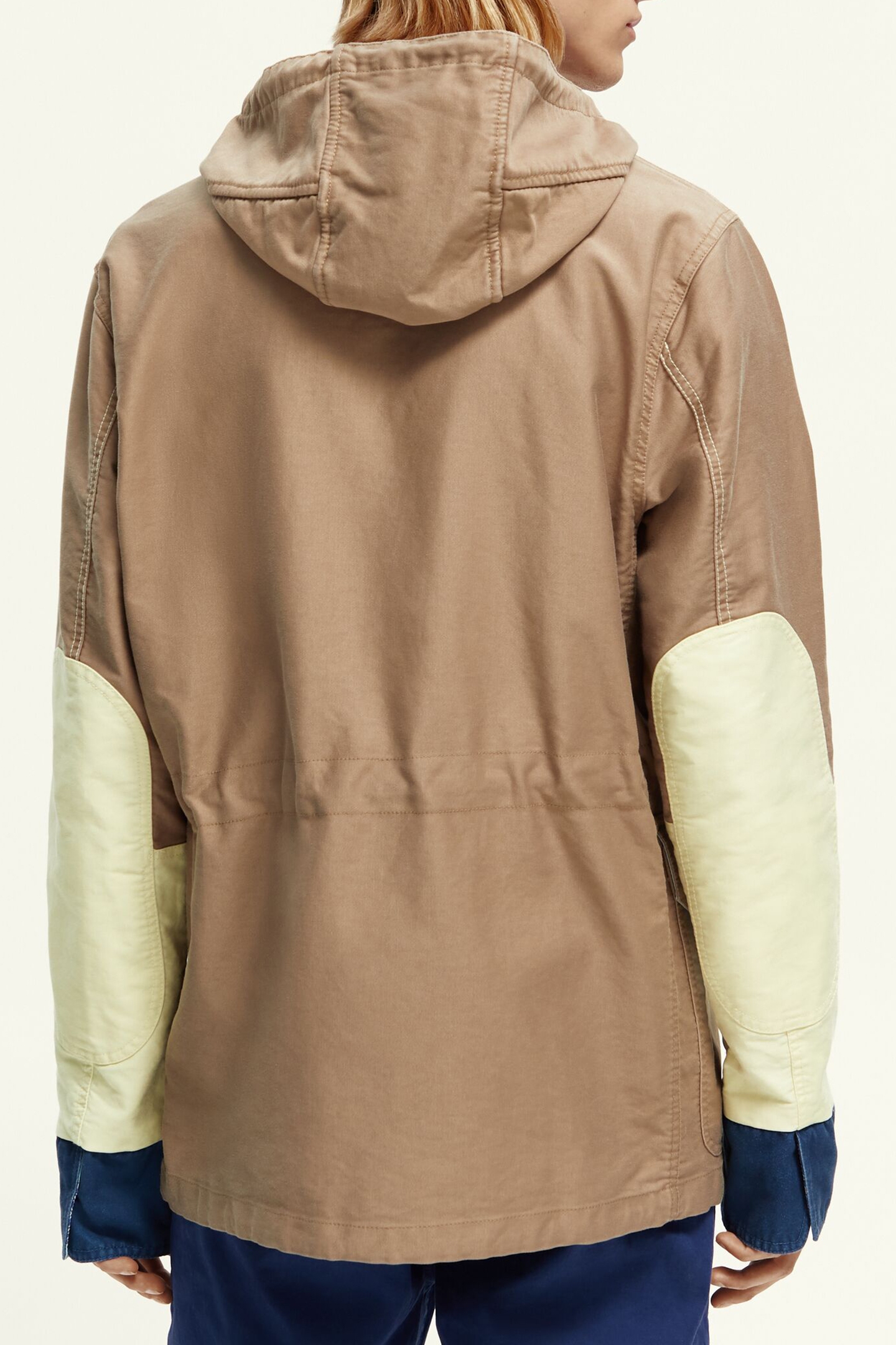 WASHED HOODED COLOUR BLOCK JACKET IN ORGANIC COTTON COMBO A 4