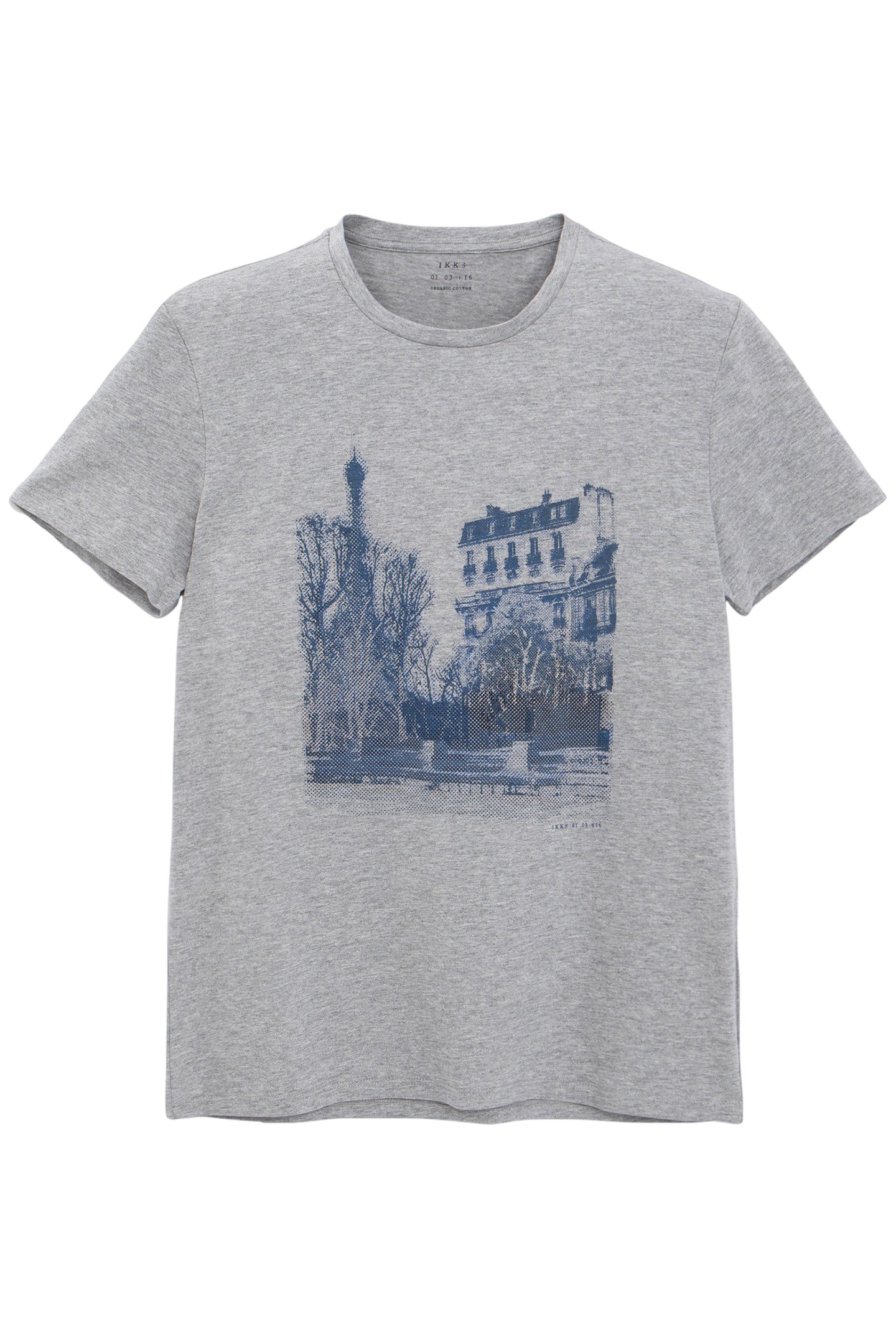 ORGANIC COTTON GREY T-SHIRT PARIS HOMME 3