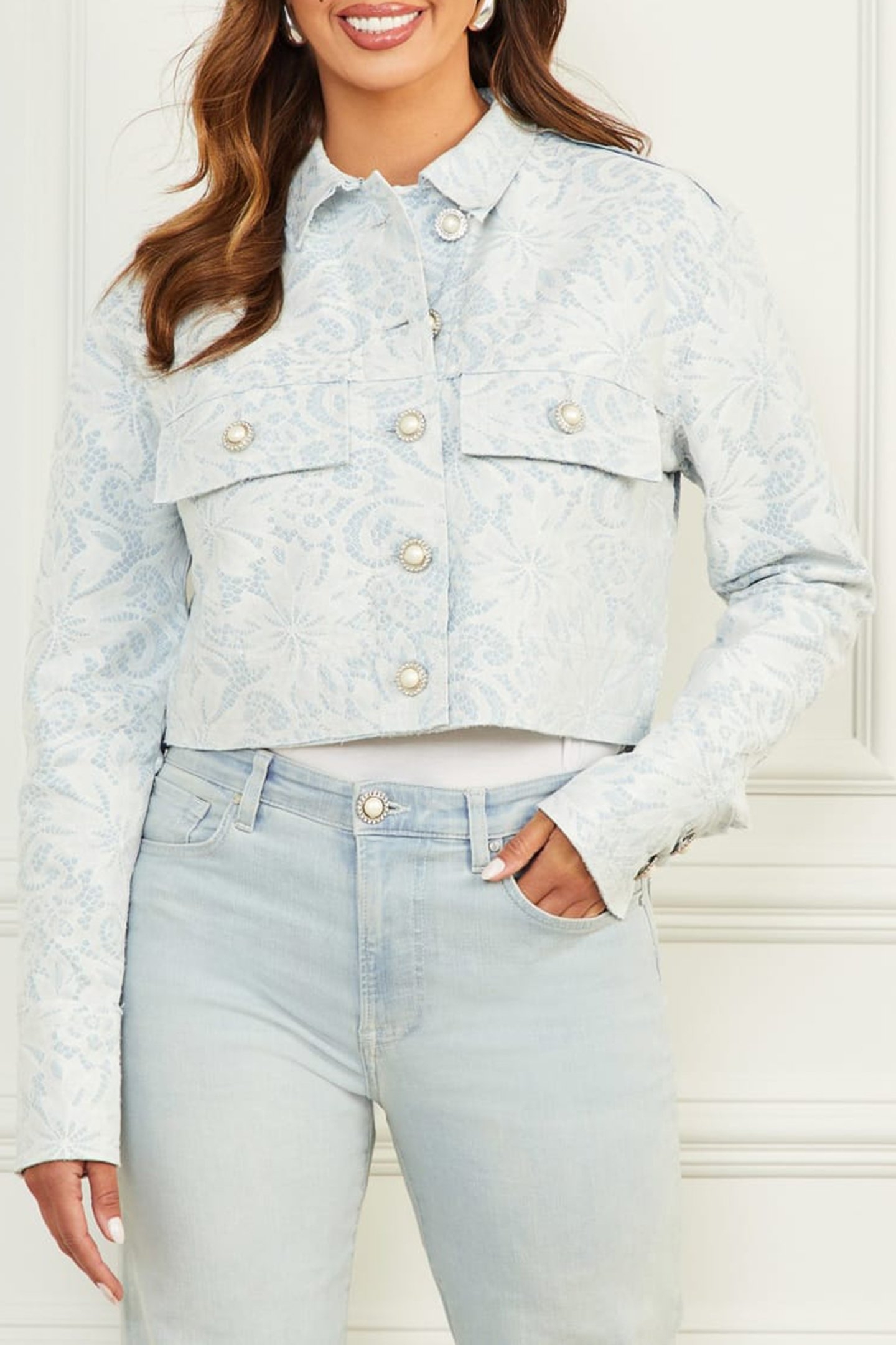 GLAM ROMANTICA JACKE LIGHT WASH DENIM LAC 1