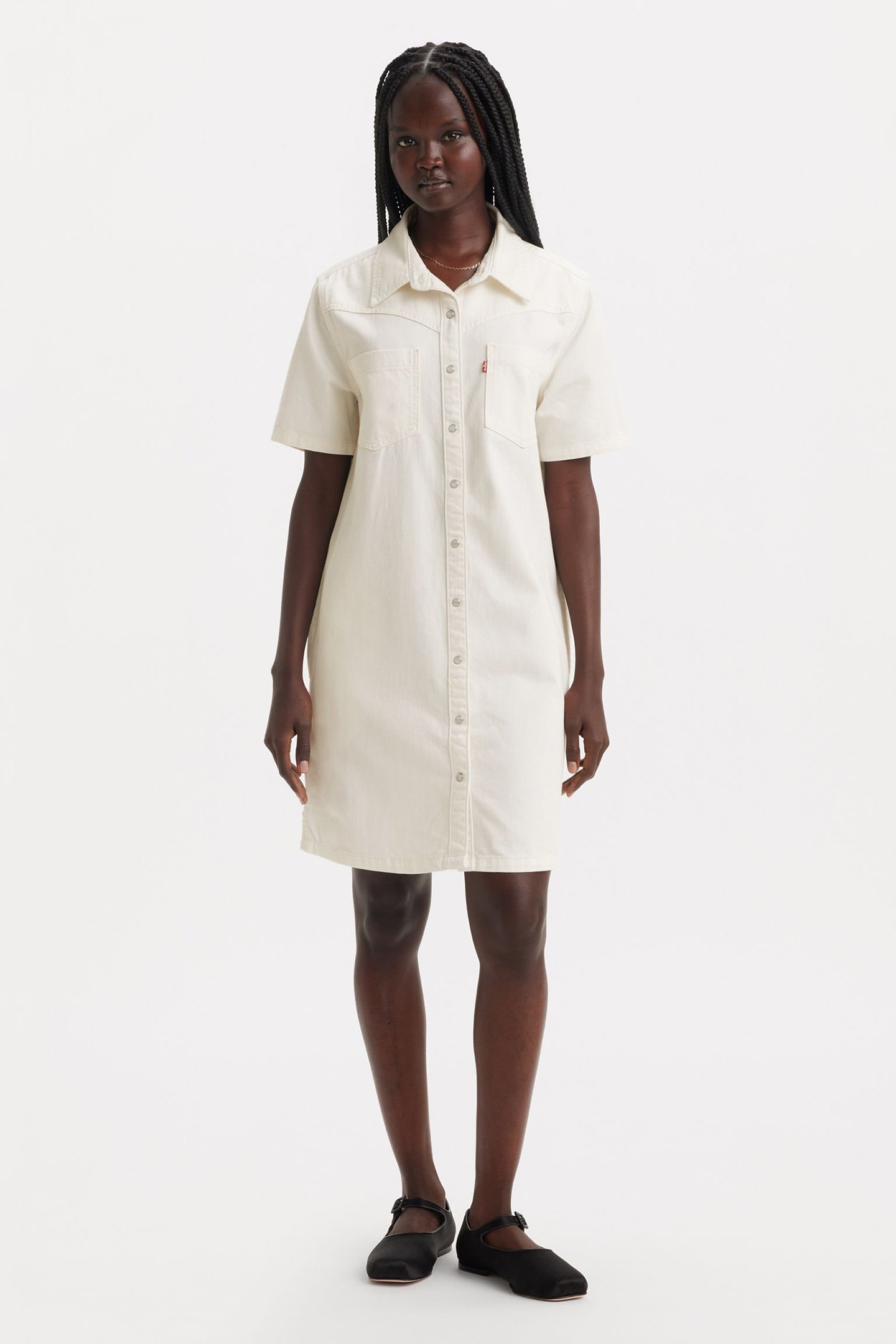 LOUISA SS DENIM DRESS ICY ECRU 4 1