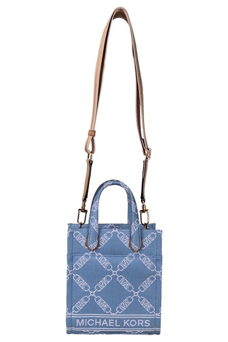 EXTRA SMALL CROSS BODY SHOPPER TOTE BAG IN DENIM 1