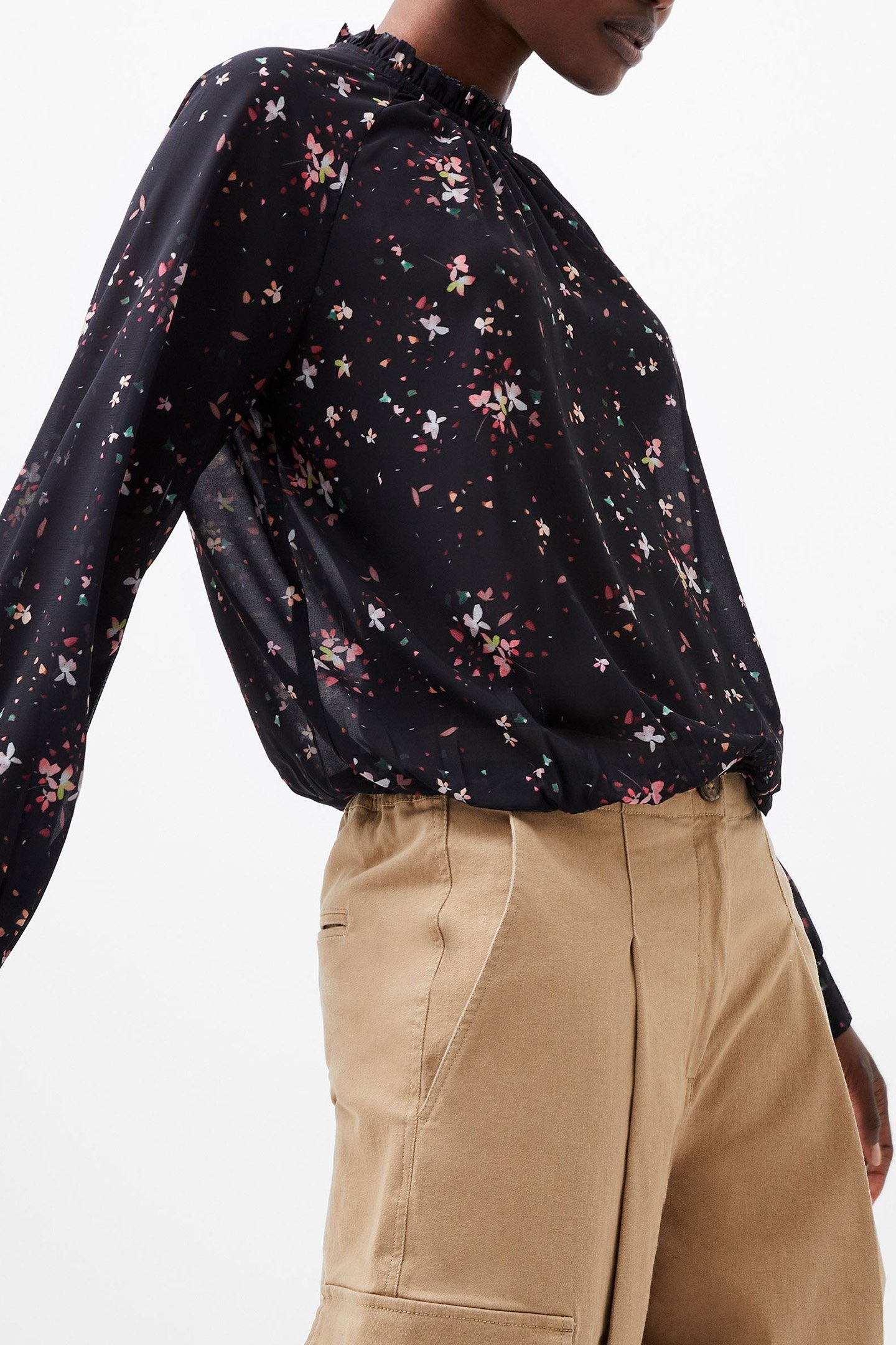 CARINA GEORGETTE HIGH NECK TOP BLACKOUT MULTI 4