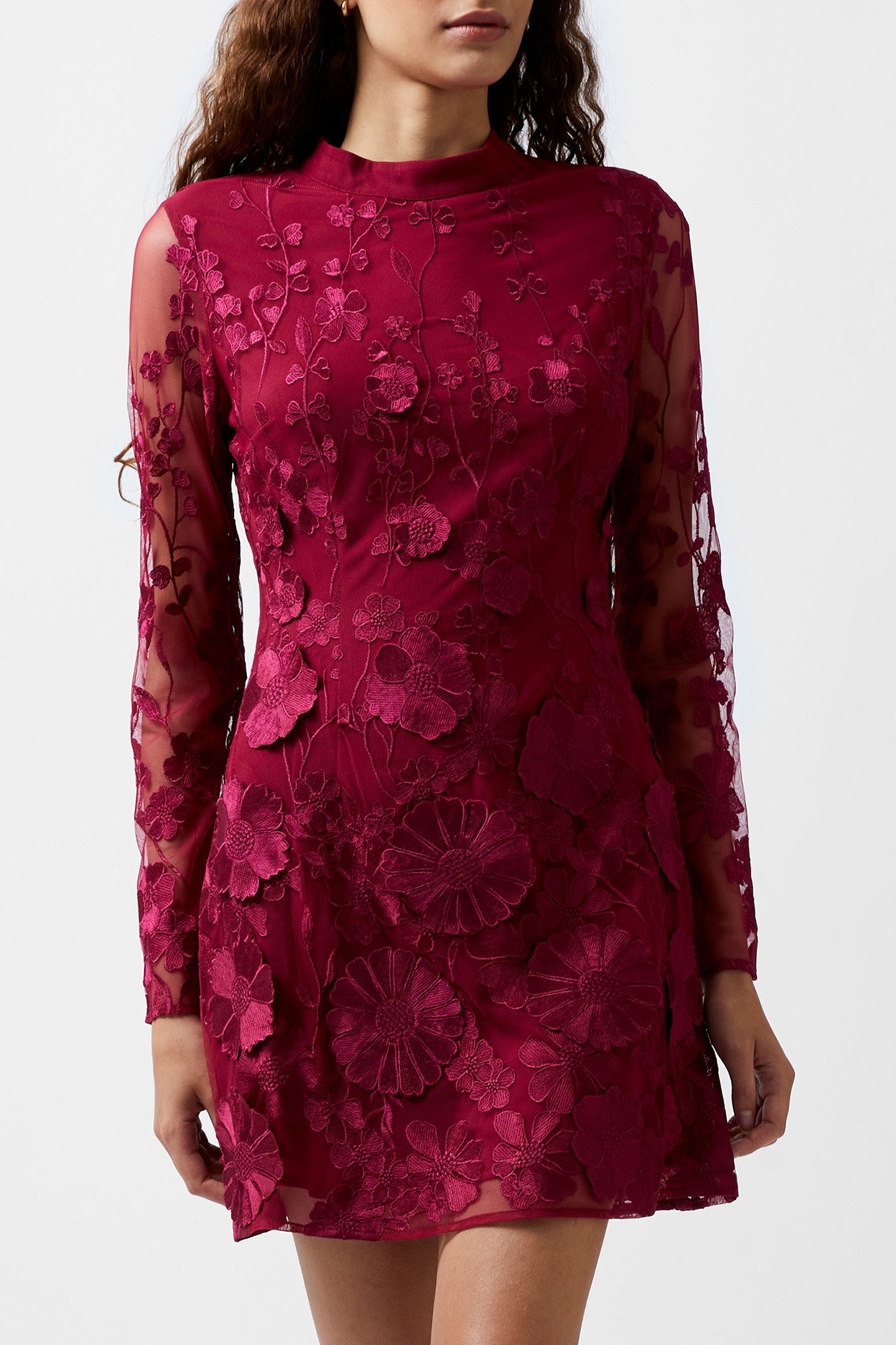 ASTRIDA 3D FLORAL DRESS BAKED CHERRY 1