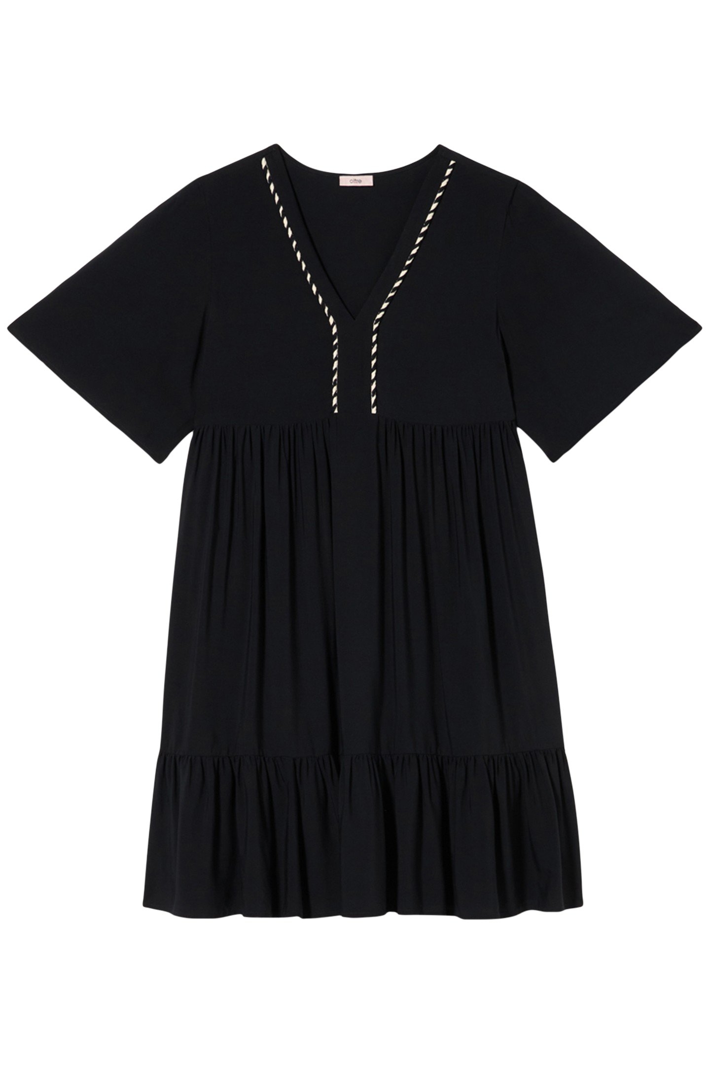 FLARED DRESS WITH TWO-COLOUR TRIM BLACK 3