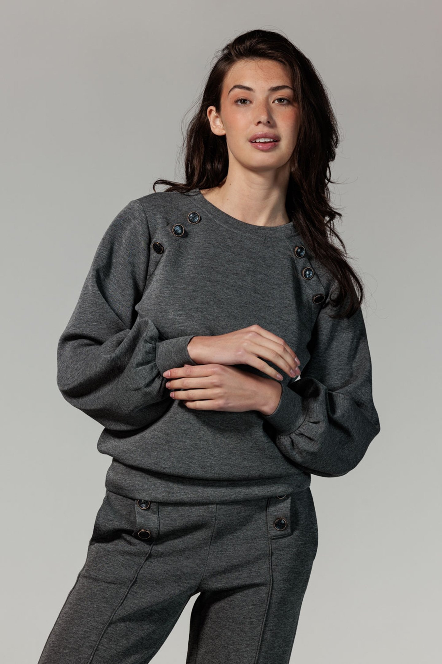 SWEATER SAILOR BUTTONS ANTHRACITE MELANGE 1