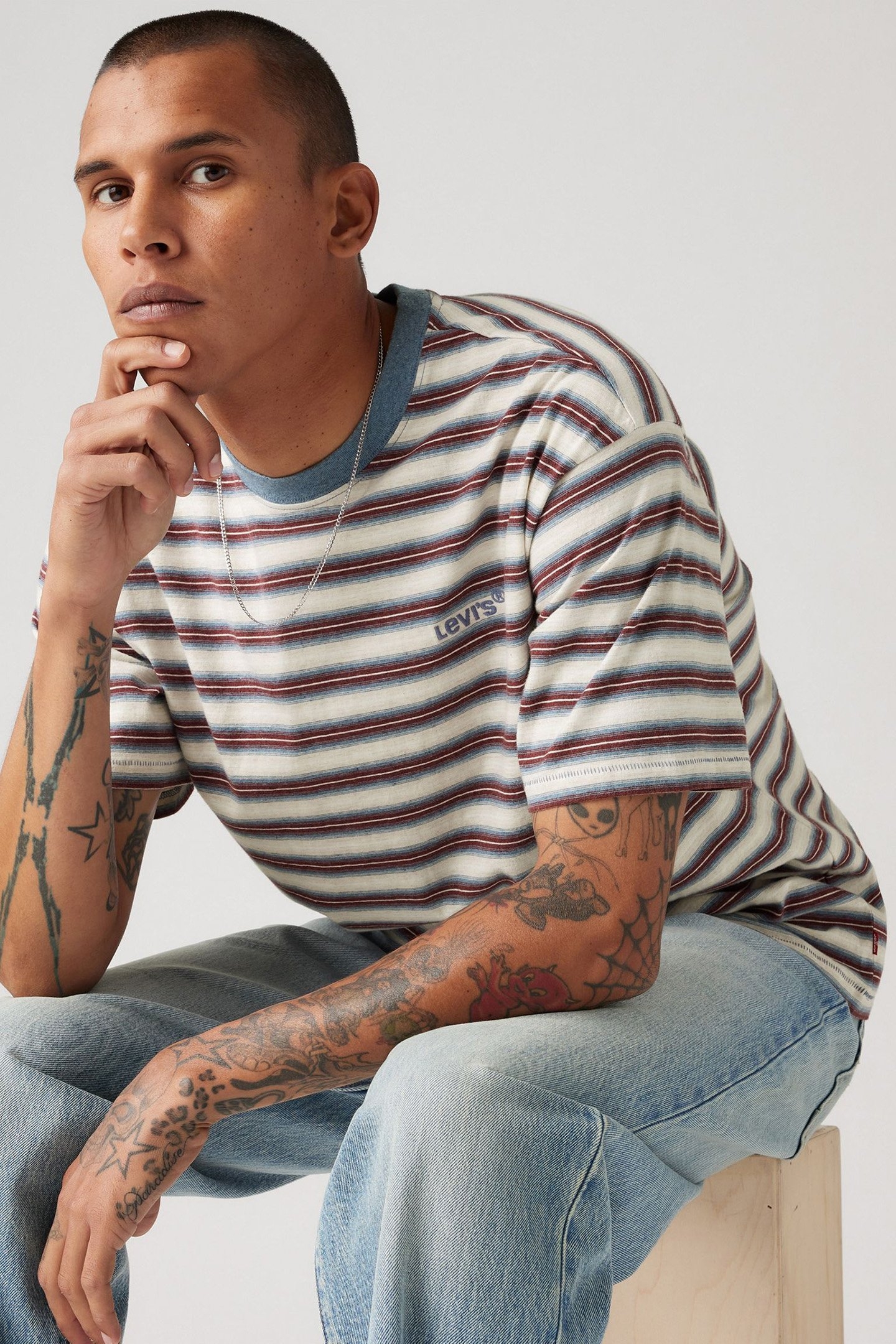 RED TAB VINTAGE TEE BREAK STRIPE PORRIDGE 4