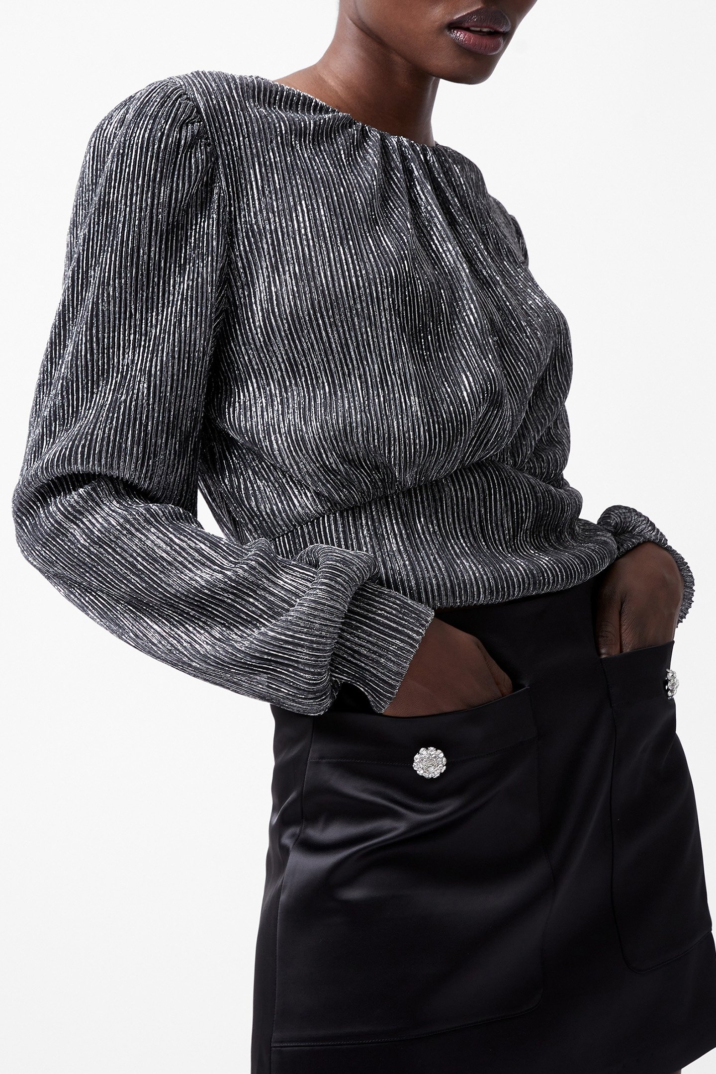 TAMY LUREX PLISSE LS TOP SILVER 4