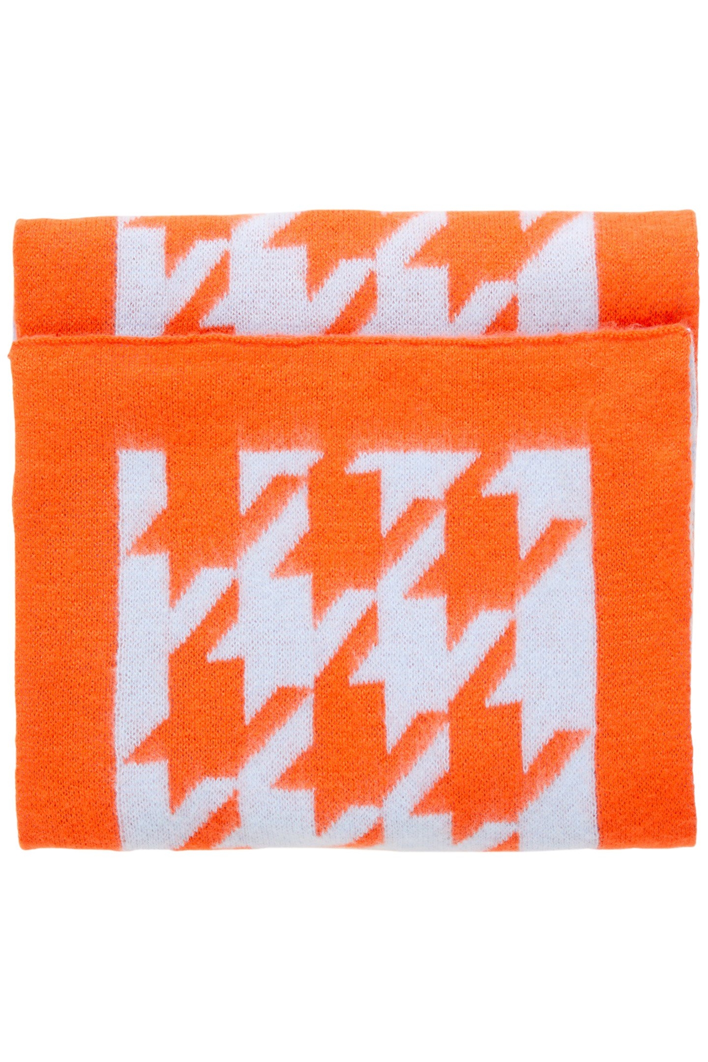 OVERSIZED HOUNDSTOOTH SCARF MANDARIN RED/PLAC BL 1