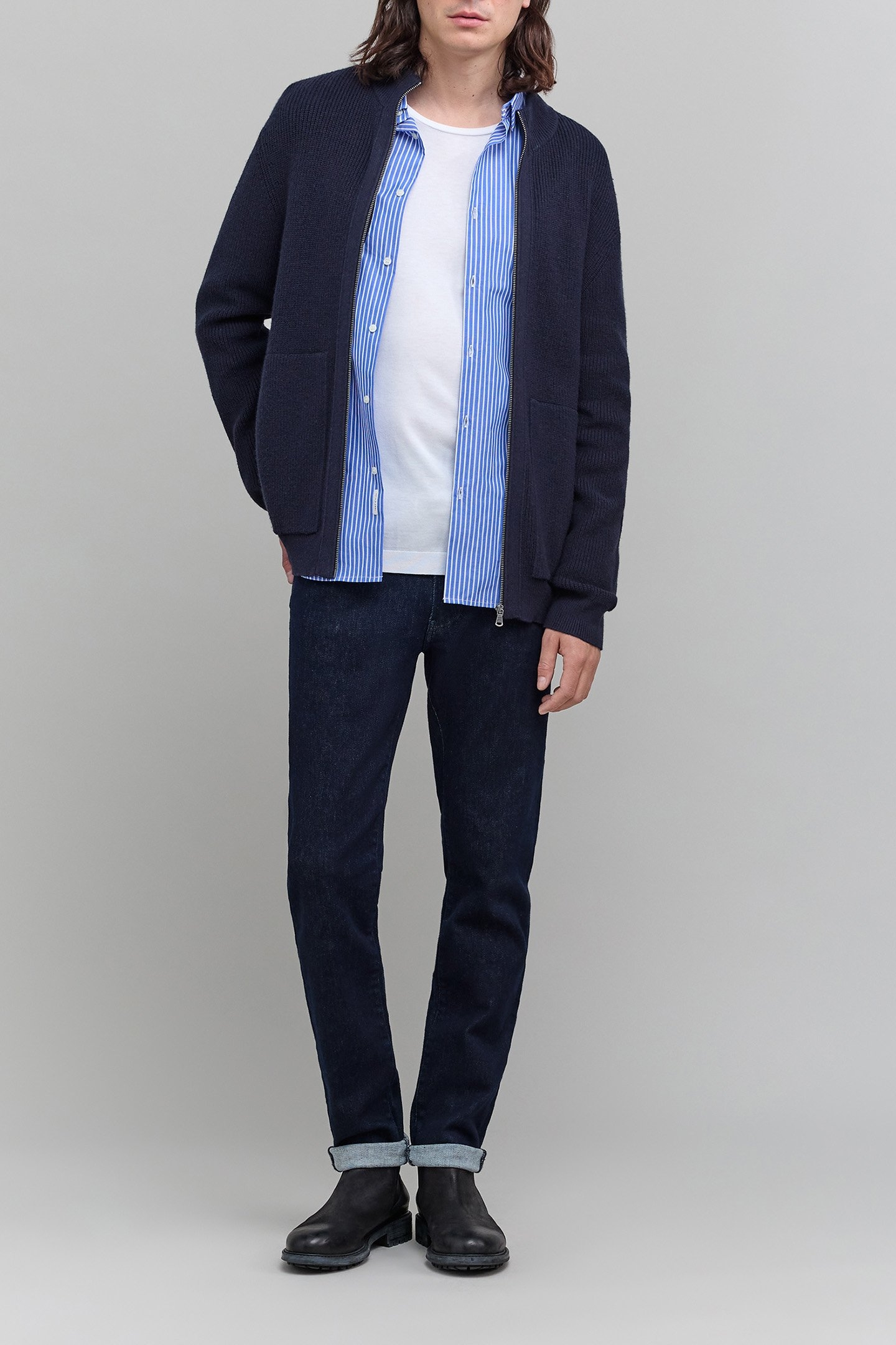 NAVY KNIT CARDIGAN WITH ZIP 3