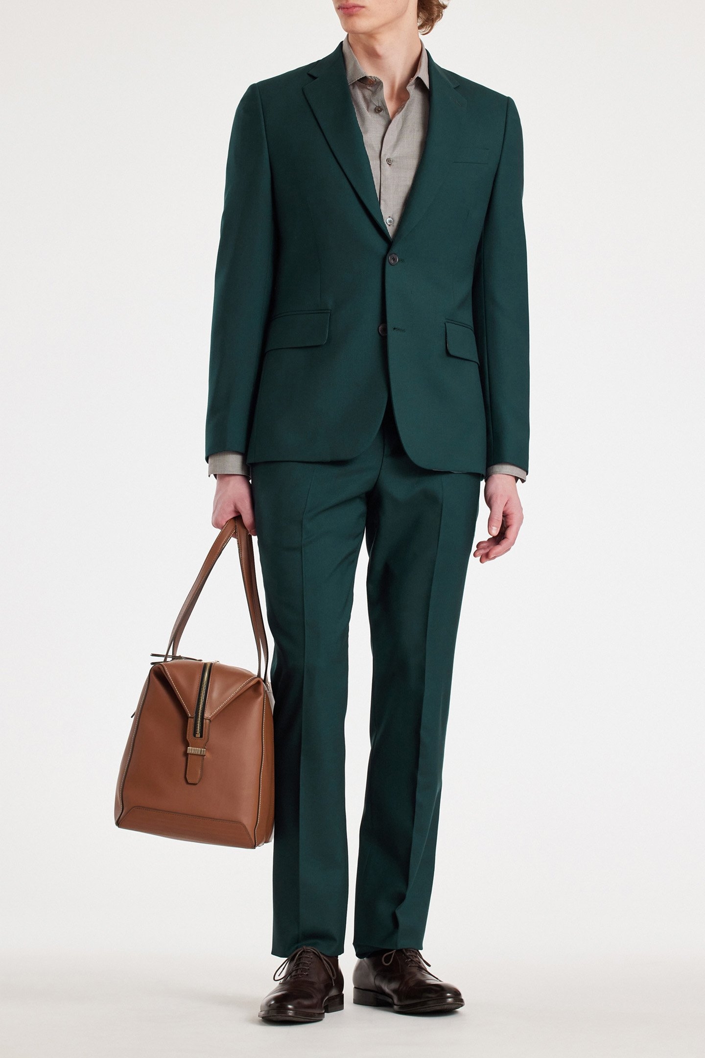 MENS TAILORED FIT 2 BUTTON SUIT PETROL GREEN 1