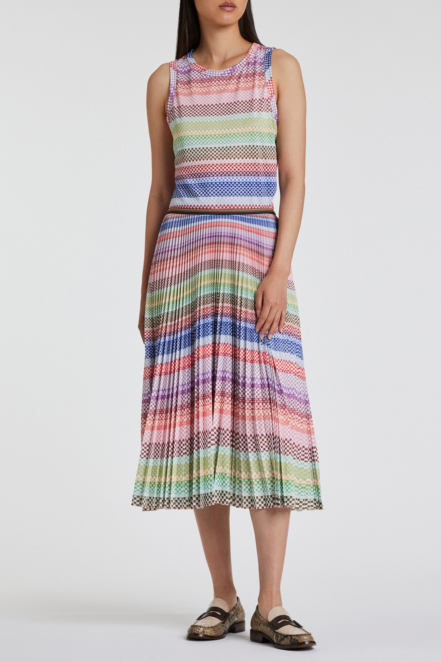 WOMENS PLEATED SKIRT MULTI COLOURED 3