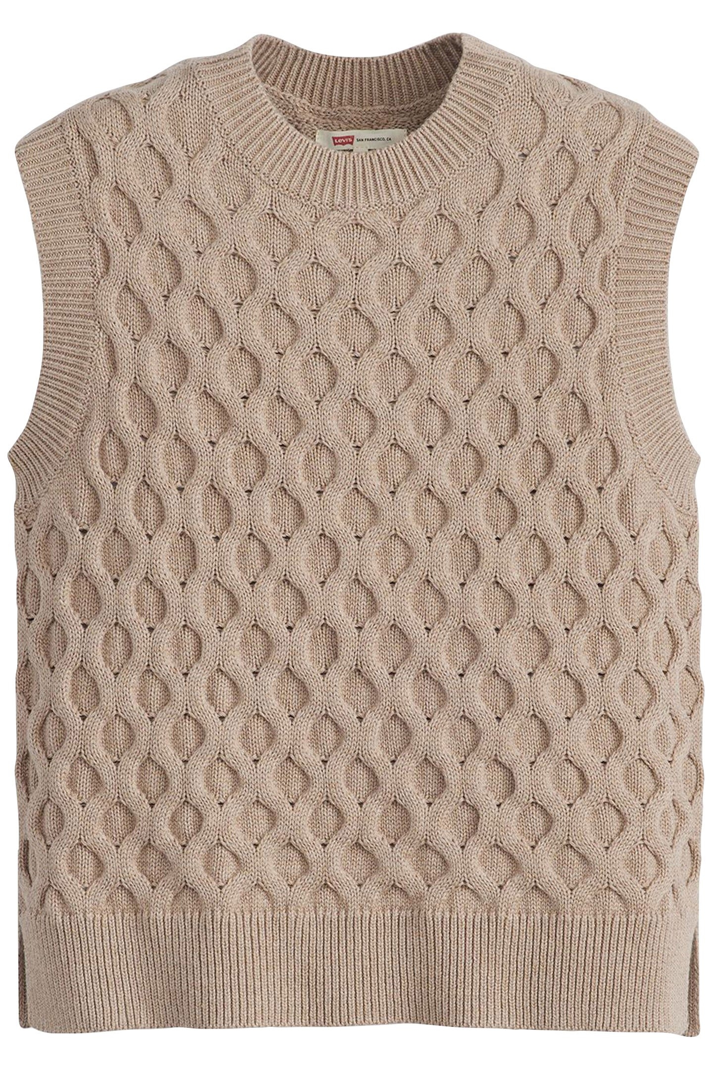 BLUEBELL CABLE VEST MID OATMEAL HEATHER 3