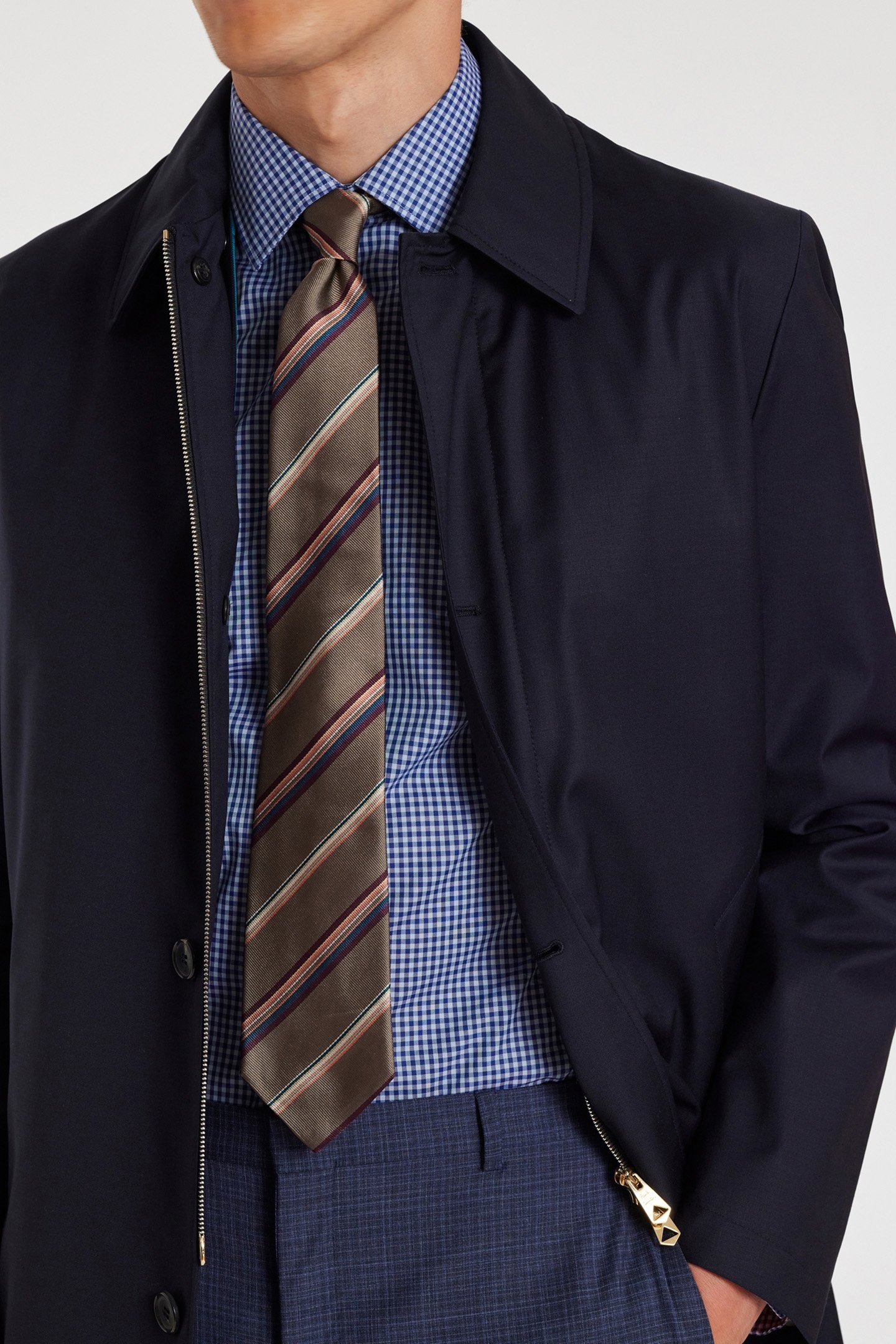 MEN TIE MULTICOL STRIPE HAZELNUT 2