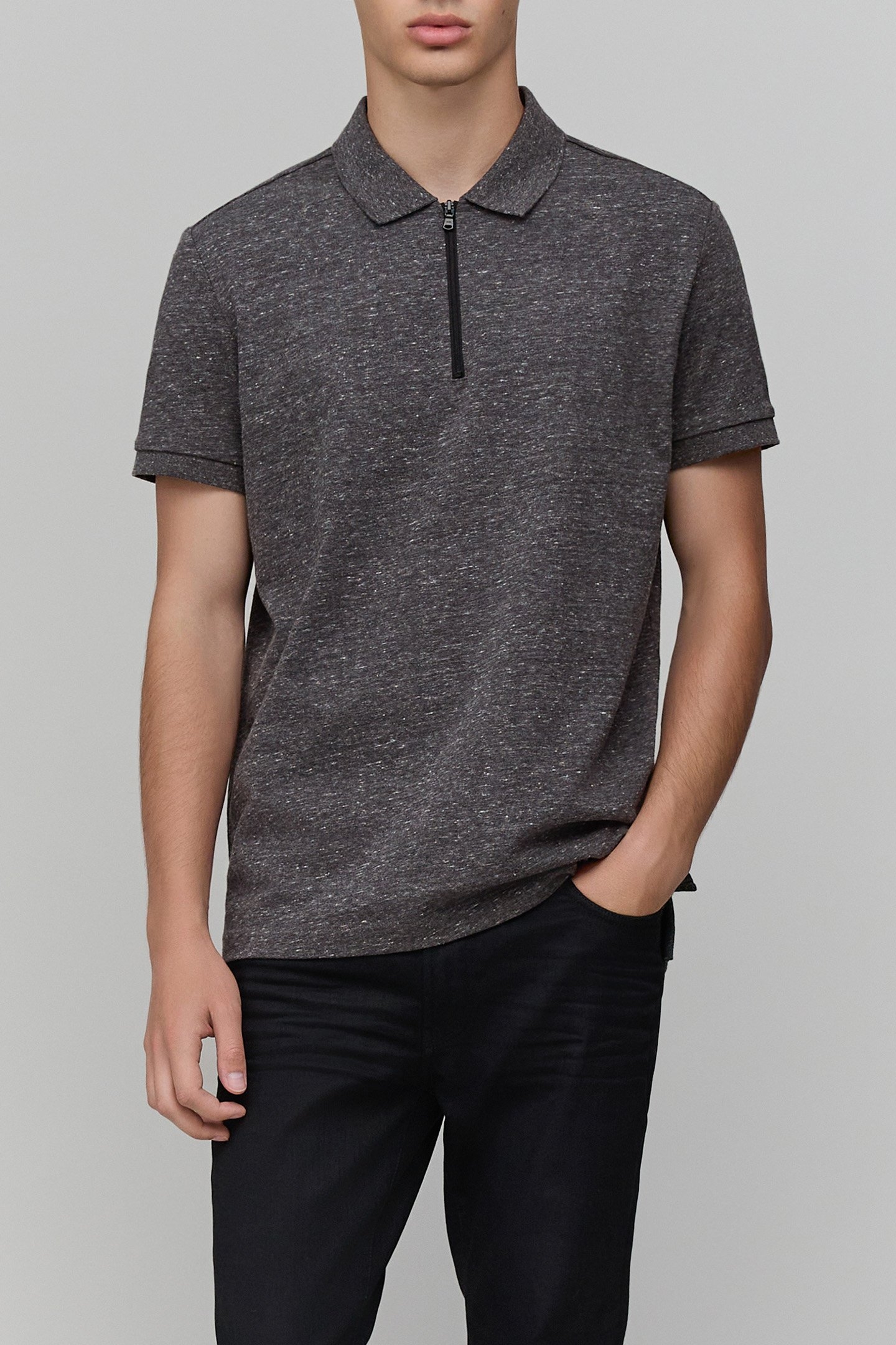 DRY FAST GRAPHITE ZIP POLO SHIRT 1