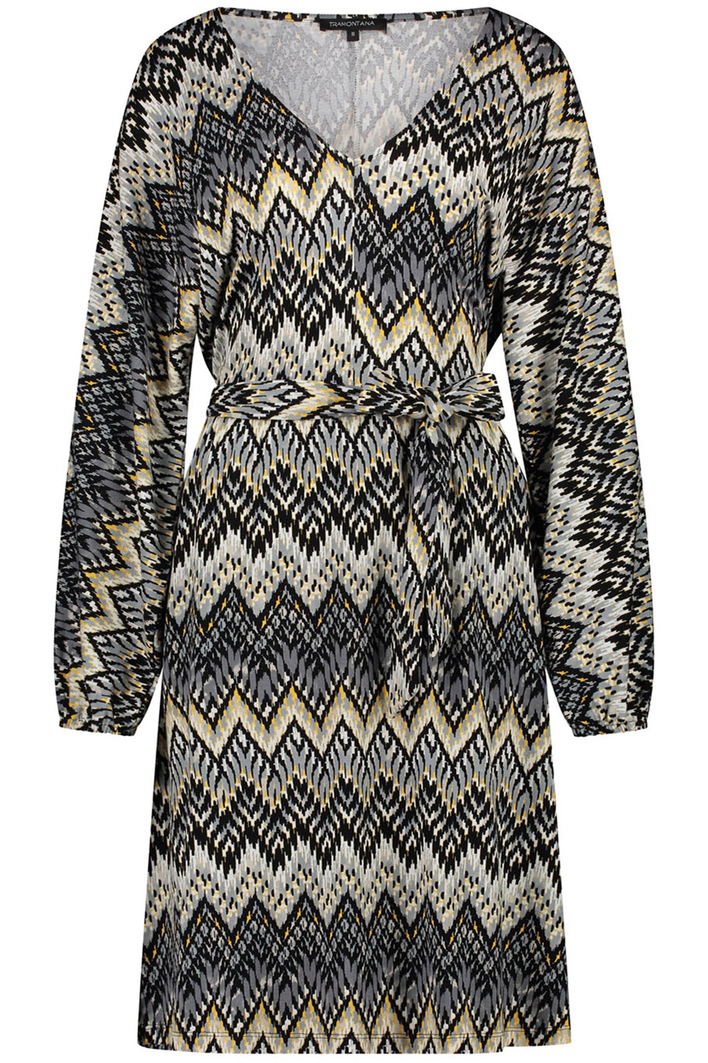 DRESS FLAME STITCH PRINT GREYS 1